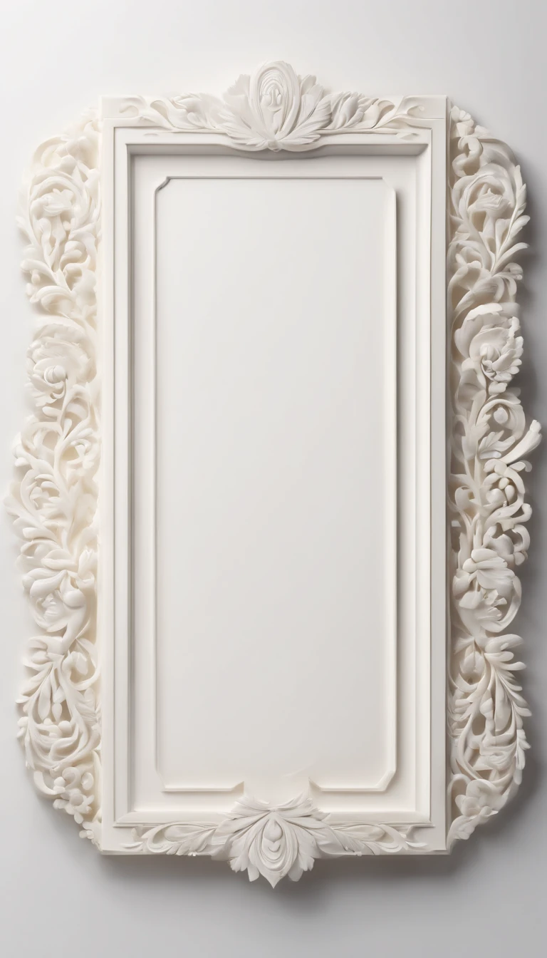 3D white pop-out name plate, horizontal name plate, rounded rectangle name plate, blank name plate, relief surround name plate, meticulously carved, white ivory carving, minimalistic, white spaces, pastel, javanese style, blank background, multidimensional paper fog crafts, paper illustration, portrait angle view, surabaya, 8k,chick, elegant, satisfying, forrestrial, high resolution, 8k