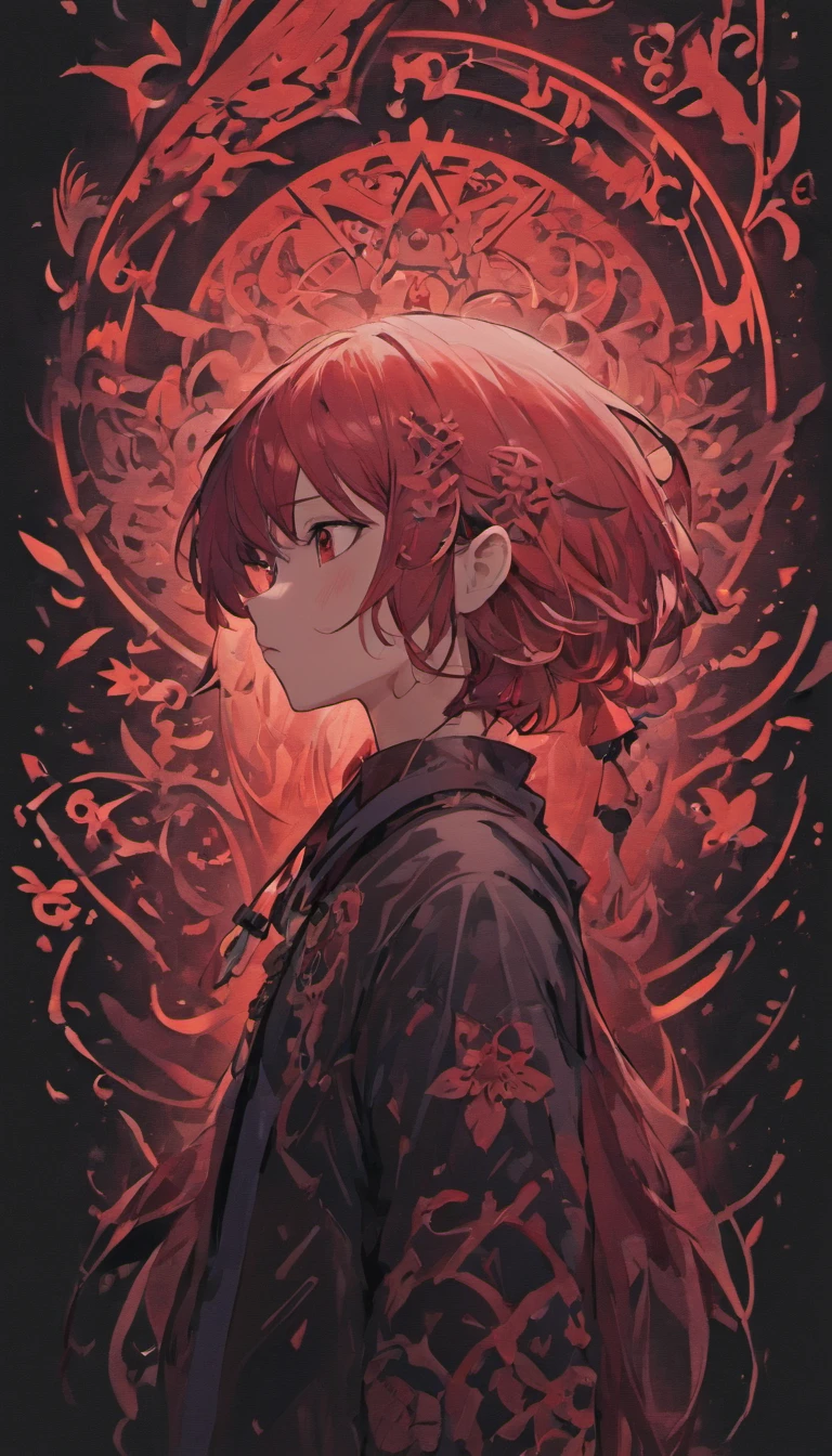 (Black background:1.4),(Silhouette of a boy's head, Red Eyes, Colorful long gray hair, Oriental elements, In the Dark)，(Chinese Illustration:1.3，paper art:1.3, Quilted Paper Art:1.2),( Reasonable design, Clear lines, High Sharpness,Best Quality, Very detailed, masutepiece, Movie Light Effects, 4K )