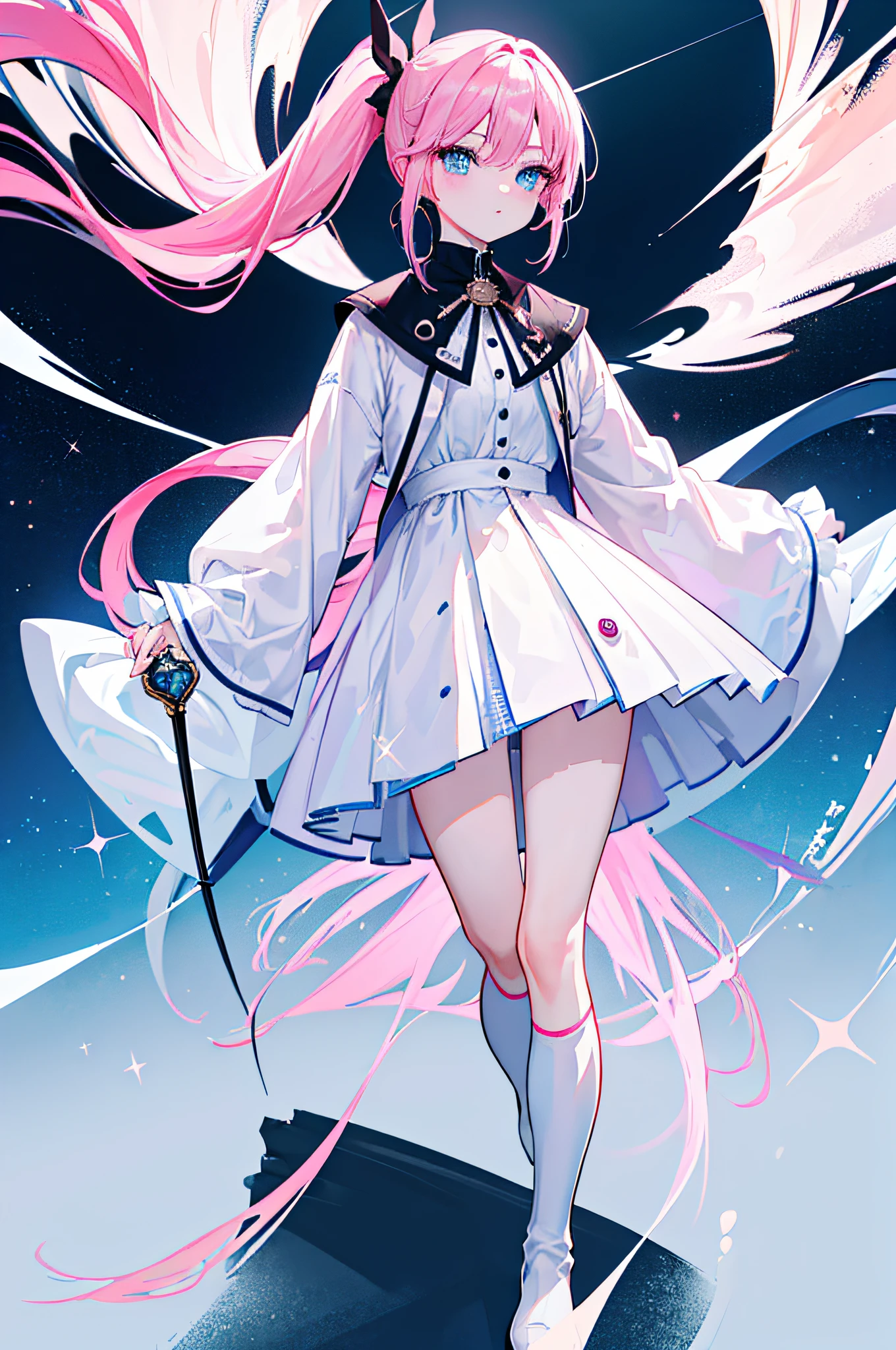 (Girl with dragon horns, Short hair, Light yellow hair), Pink eyes, Shy,Light smile,Reflective, Subtle blush, Black coat, (Best quality, mediating: Oil painting), full bodyesbian, Detailed background, Vibrant colors, Soft lighting, mystical ambiance, Ethereal beauty, Magical elements