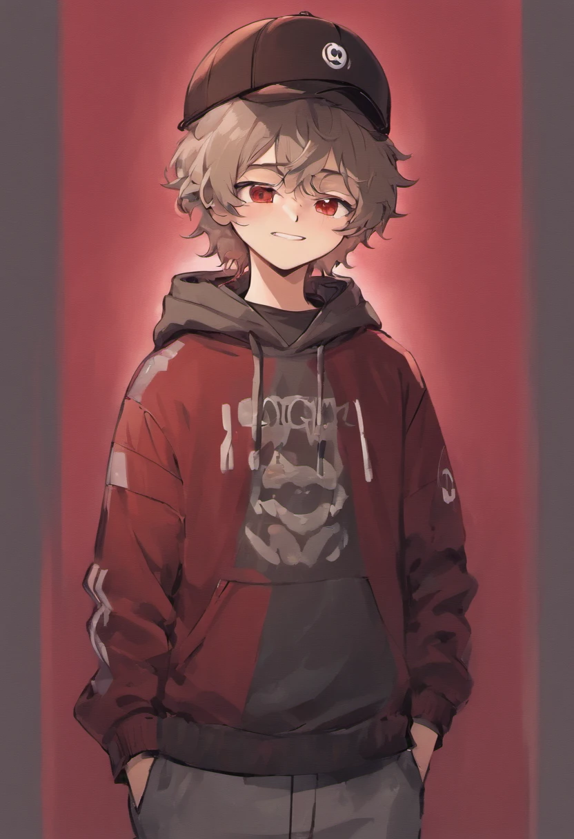 Libido boy, edgBunny, Ears drooping,White fur,red highlighter,Young person, red eyes, messy hair, White hair, Short hair details, tmasterpiece, The content is very detailed, casual sweatshirt,shorter pants,non nsfw