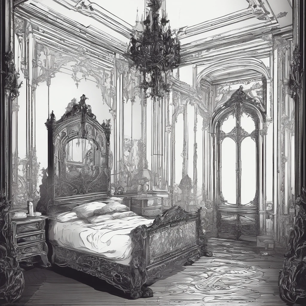 A room in an apartment、The mirror is placed in the middle、A ghost comes out of the mirror、Daytime room