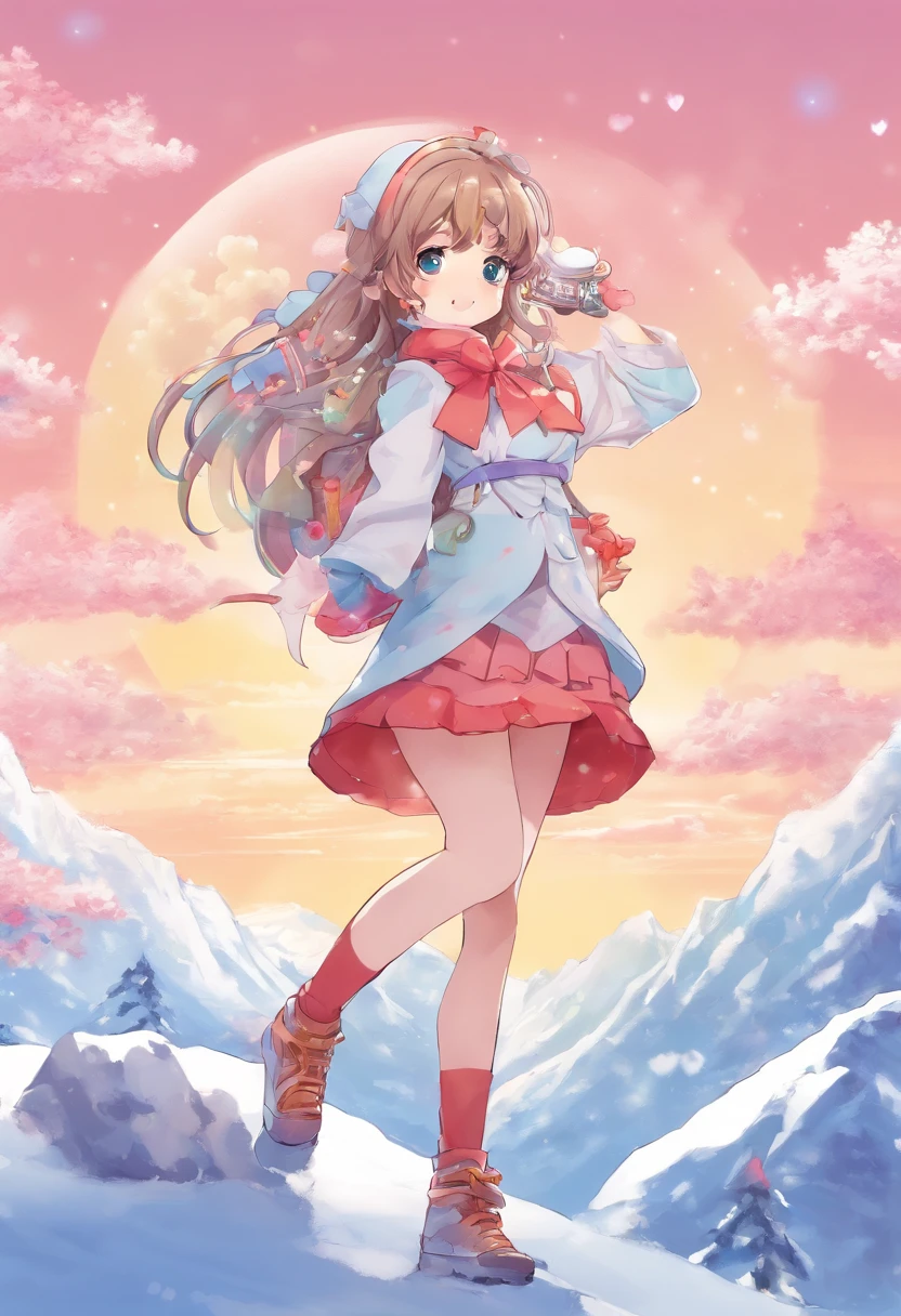 Kikurihime Hakusan, Goddess standing on snowy Hakusan mountain. Kikurihime's background is a cloudless blue sky。