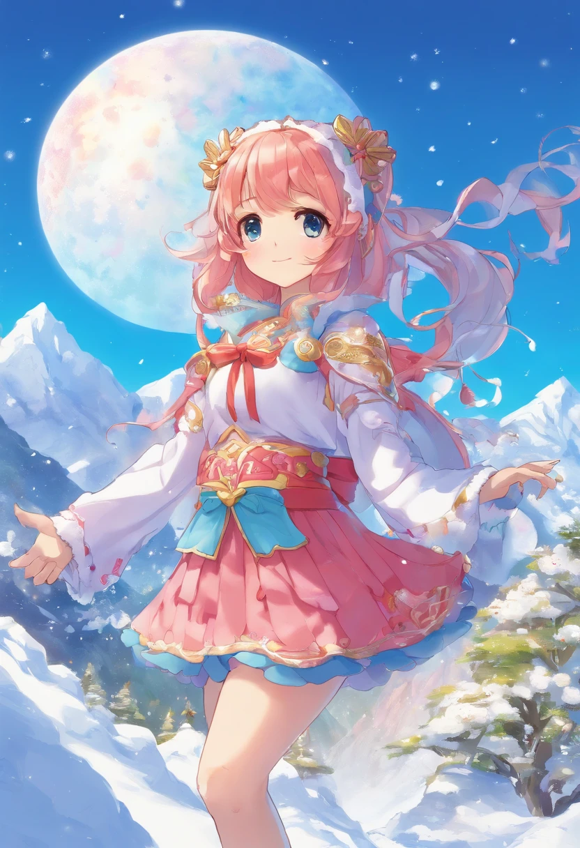 Kikurihime Hakusan, Goddess standing on snowy Hakusan mountain. Kikurihime's background is a cloudless blue sky。