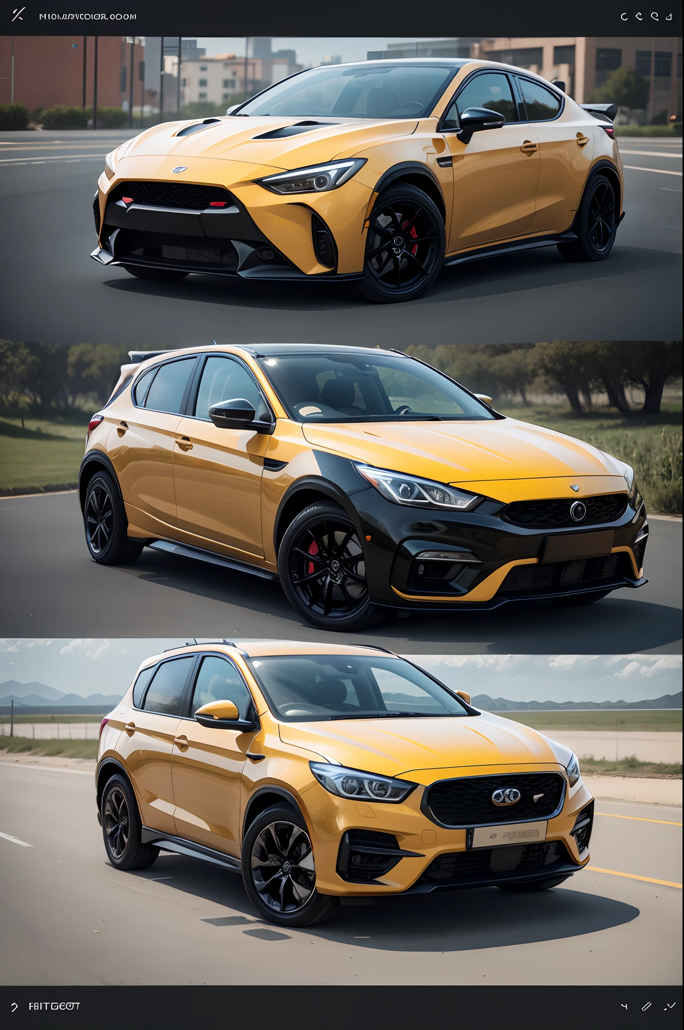 create a strange car which is not existed and on car body add Kht letter
