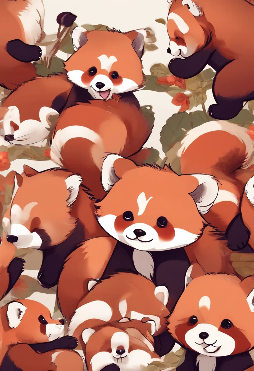 Red panda,Emoticon pack,Q version anime,adolable,