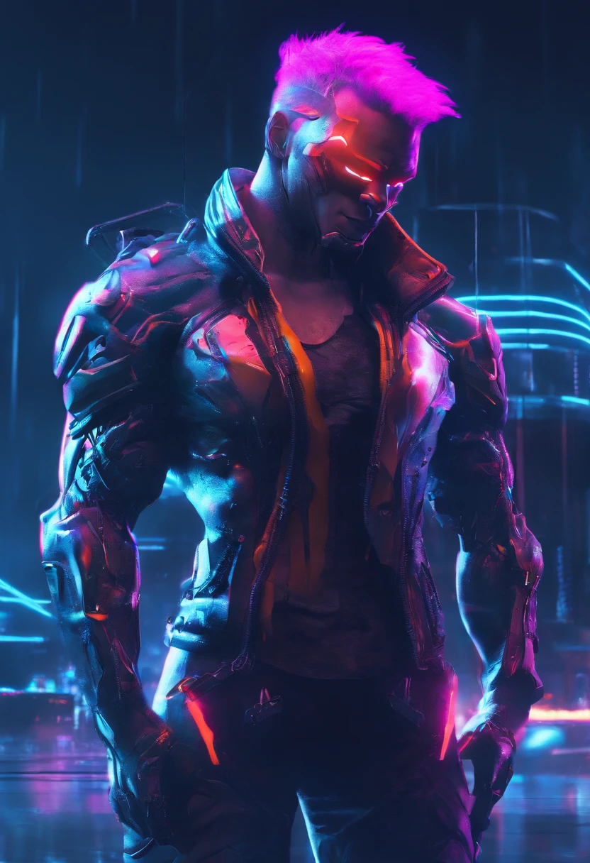 Humanoid cat, Lightning, Dark night, Face details, fur, glowing light eyes, Muscle armor, big sword, high realistic, hill, blur backgroun, 4K, High contrast, black shadows, Shaders, Ray tracing, water, Splash, medieval, Burning, Fire, Lightning, Slash, Fur face, full bodyesbian, Eye contact, Furry, Tall, Blind, Rained
