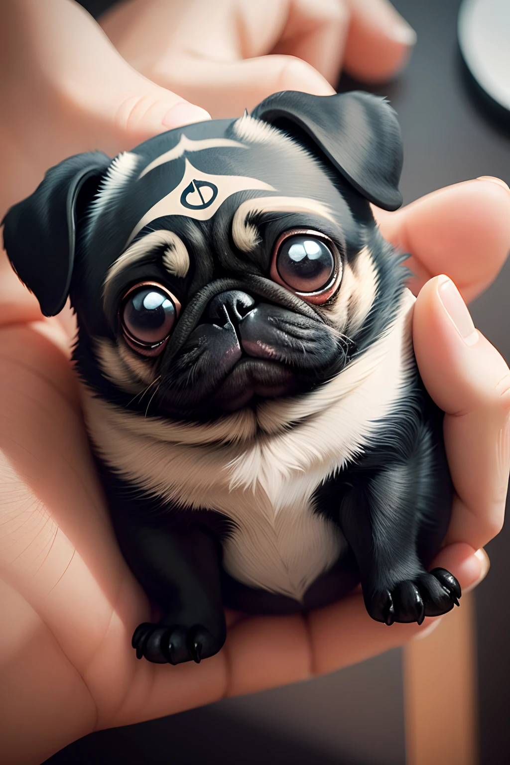 black pug stickers, cartoon style