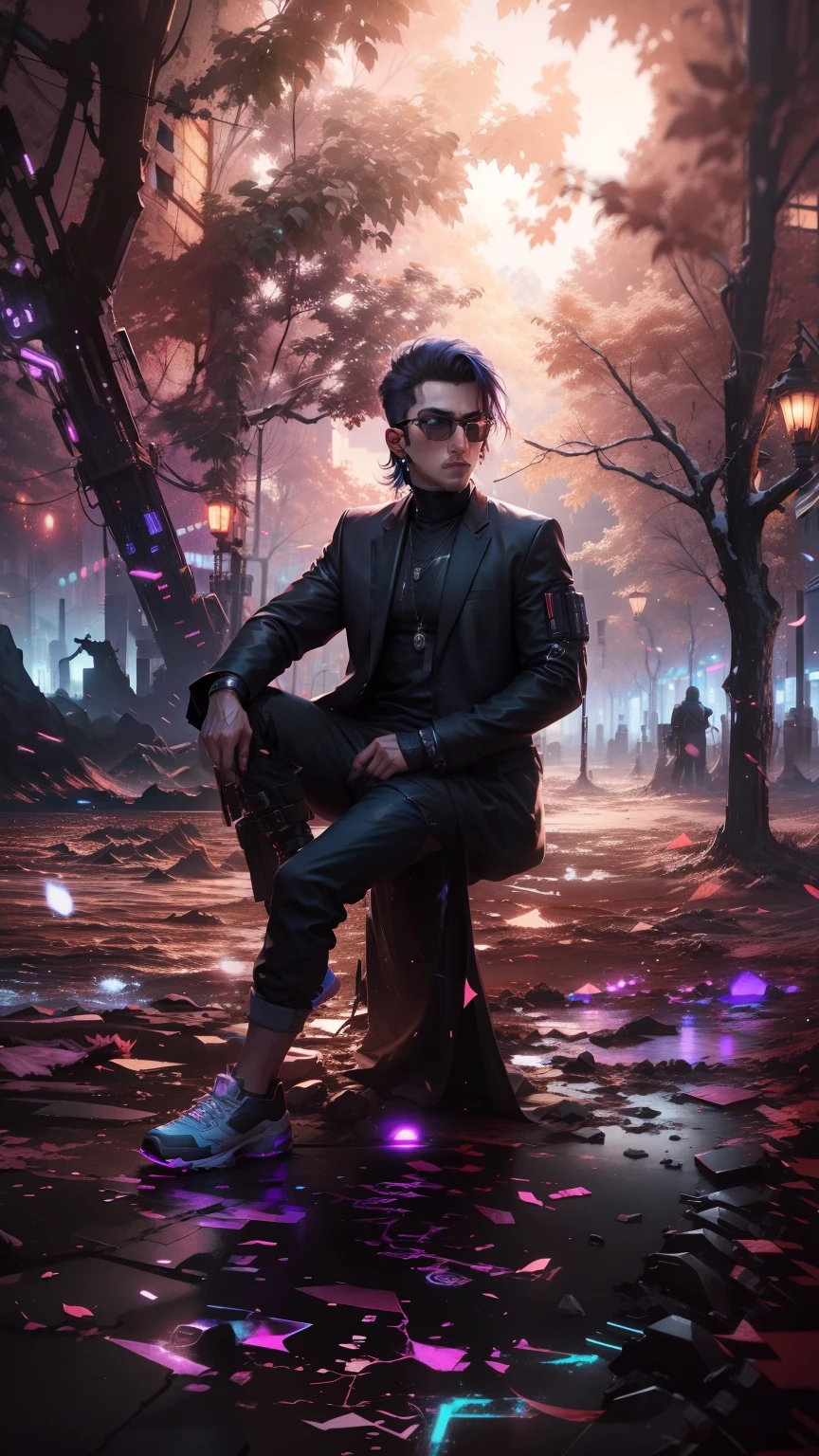 Change background cyberpunk handsome boy, realistic face, 8k ultra realistic,