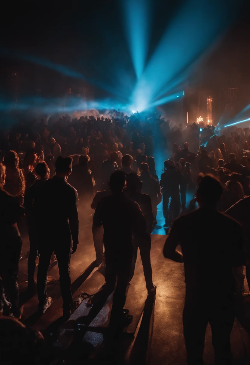 (best quality,4k,highres,masterpiece:1.2),ultra-detailed,realistic,photorealistic:1.37,3D outdoor stage, colorful smoke, blurred background, technology, high tech, vivid colors, sharp focus, stage lights, dynamic atmosphere, energetic performers, futuristic design, immersive experience, vibrant visuals, holographic effects, laser beams, pulsating music, crowd of excited spectators, intense energy, cutting-edge production, stunning visual effects, state-of-the-art technology, mind-blowing performance.