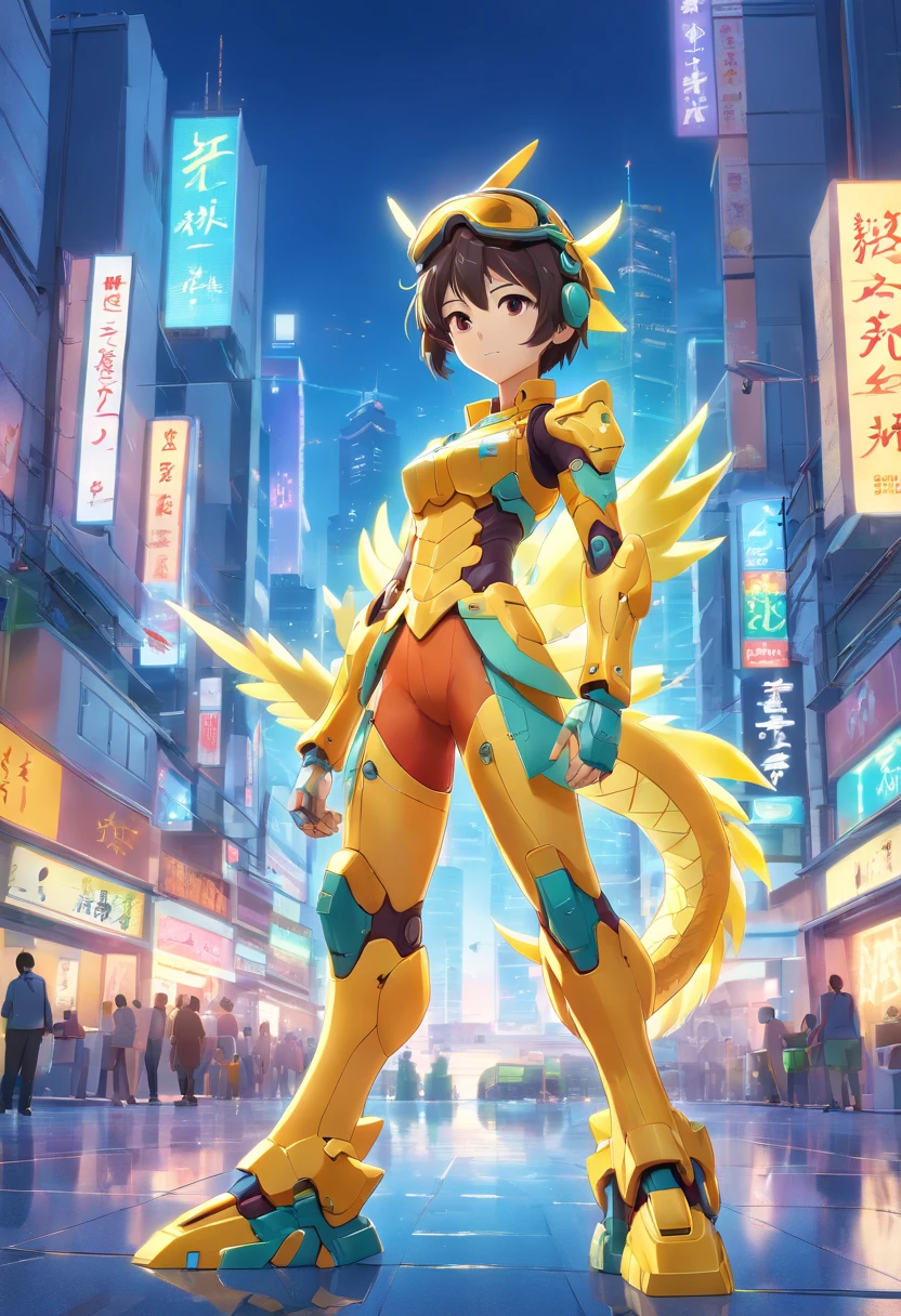 chinesedragon, (Blind box toy style:1.2), (Full body shot), yellow mech, Exquisite helmet:1.2, Luminous goggles:1.2, Cyberpunk, dreamy glow, luminous neon lights, Clean, White background, ( Global illumination, Ray traching, hdr, unreal render,reasonable design, high detal, Masterpiece, Best quality, hyper HD, Cinematic lighting)