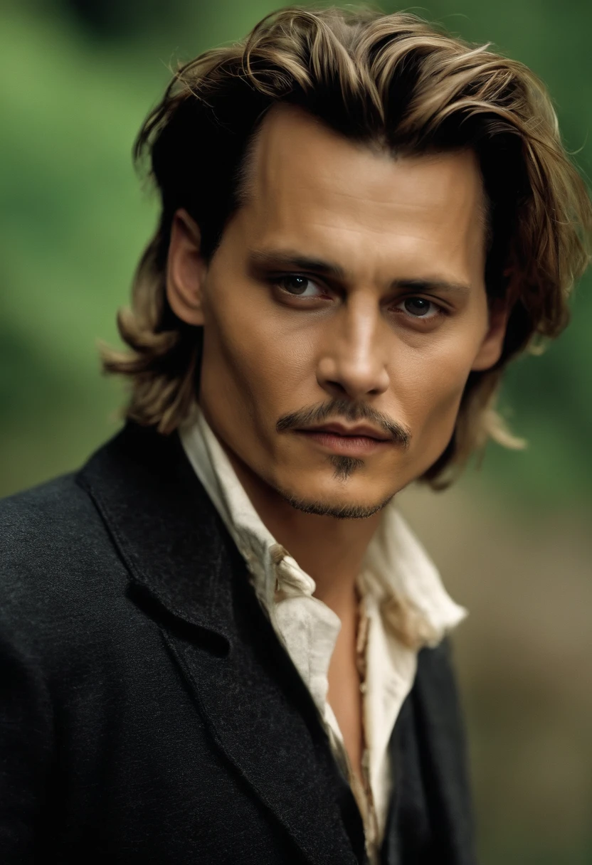 Johnny Depp, blonde hair, mole under eye, annoyed, close-up, UHD, best quality, high details, high quality,no dark circles,20yr old,年轻,very young
