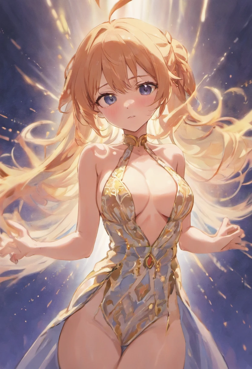 Tiese wearing plunging neckline dress or straight up nude from SAO