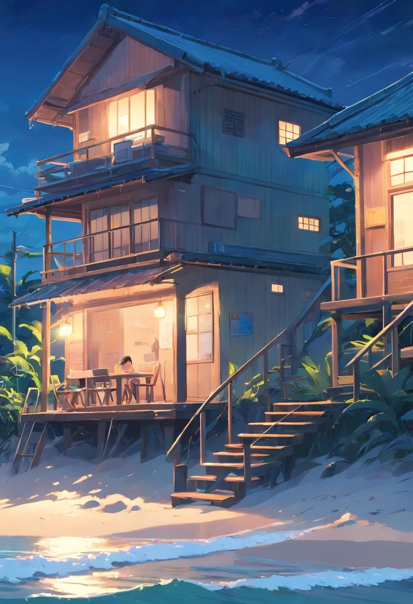 best qualtiy,beachside,small houses,the night