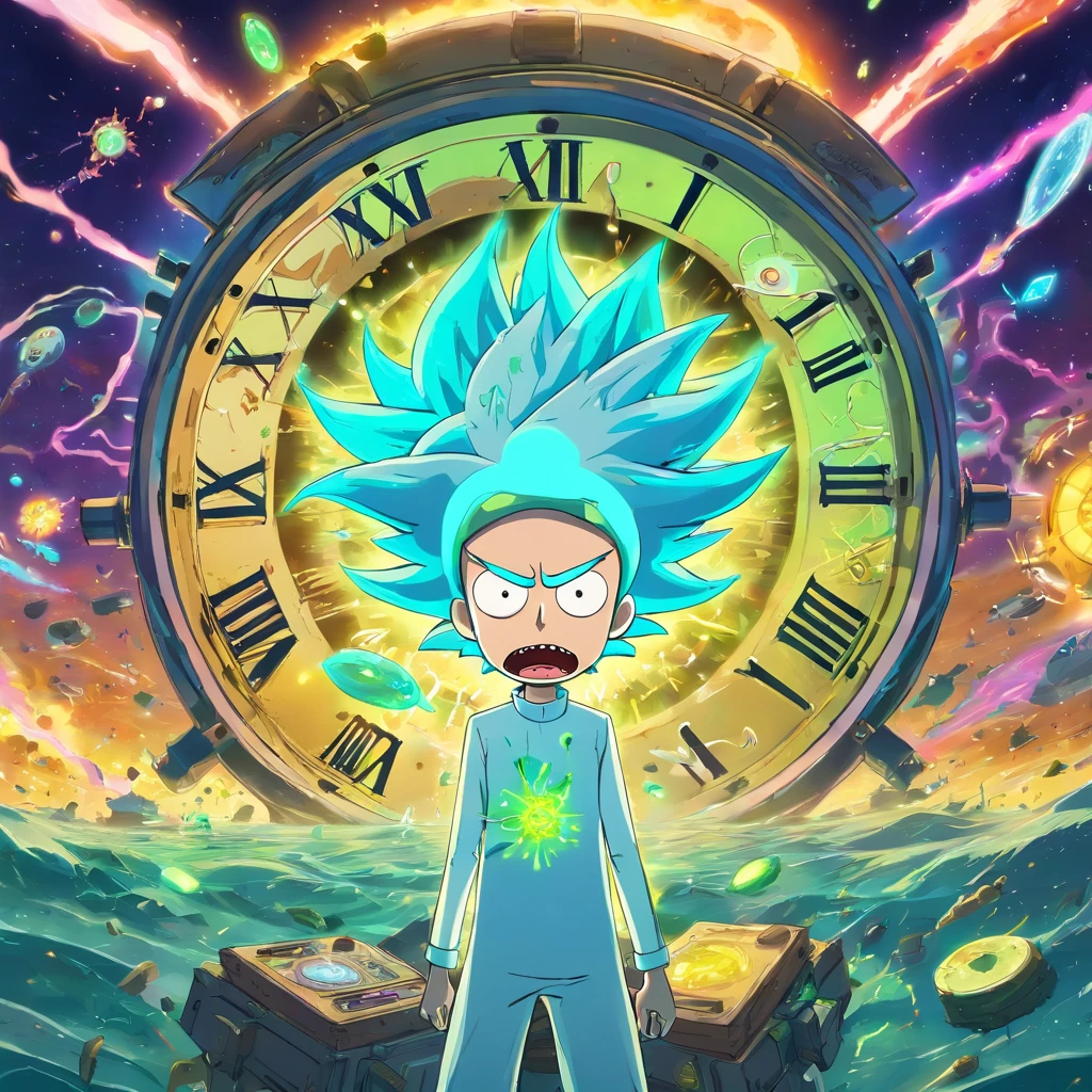 title: "Chronological chaos"

Sinopse: In the episode "Chronological chaos" de Rick and Morty, a crazy new invention by Rick accidentally messes up the entire time continuum, leading to a chaotic collision of different timelines. The narrative begins when Rick, em uma tentativa de aprimorar seu controle sobre as viagens no tempo, cria um "Cronomix Watch" which promises to synchronize all temporal dimensions in a single line.

No entanto, something goes wrong during an experiment and the Cronomix Clock explodes, creating a time wave that distorts and mixes countless versions of Rick and Morty from various realities. A partir desse momento, different incarnations of Rick and Morty begin to appear in the main timeline, com personalidades e objetivos completamente diversos.

A medida que a trama se desenrola, os Ricks e Mortys de diferentes realidades se encontram e interagem, creating situations both hilarious and tense. Some band together to try to fix the damage done by the Cronomix Clock, while others have agendas of their own, including conquering the multiverse or simply enjoying the confusion.

A linha entre aliados e inimigos se torna turva, since the characters have to face their alternate versions and deal with ethical and moral dilemmas involving the manipulation of time. The action unfolds in chaotic and surreal settings, where reality is constantly reshaping itself as different timelines collide.

Enquanto Rick e Morty lutam para restaurar a ordem temporal, They find themselves confronting not only the consequences of their own actions, but also exploring the complexity of the choices made in multiple realities. The episode addresses deep questions about free will, Identity and the implications of controlling time.

At the climax of the episode, Rick and Morty must find a way to reverse the damage done by the Cronomix Clock and separate the intertwined timelines. No entanto, They learn a valuable lesson