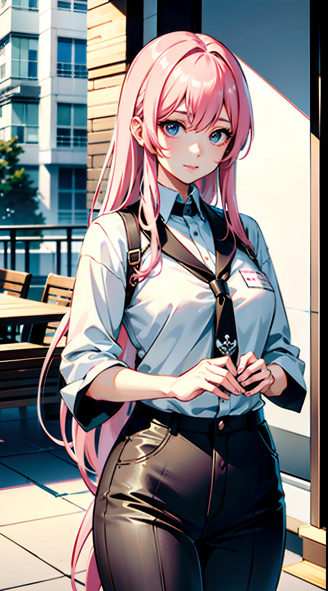 anime girl with pink hair and a white shirt and black pants, seductive anime girl, guweiz on pixiv artstation, attractive anime girl, guweiz on artstation pixiv, at pixiv, detailed digital anime art, guweiz, smooth anime cg art, best anime 4k konachan wallpaper, top rated on pixiv