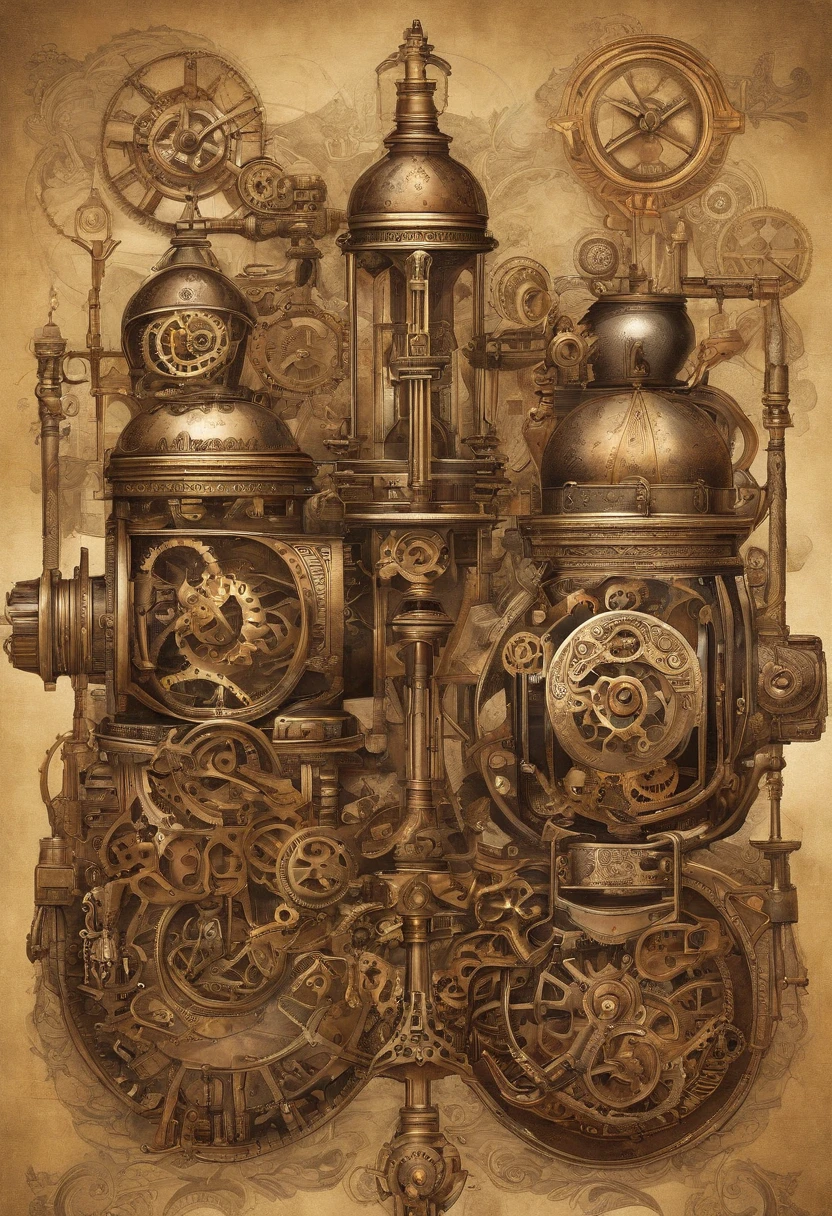 estilo de fantasia steampunk, arte steampunk, arte digital steampunk, casal gay, dois homens chineses, jovens, se beijando apaixonados