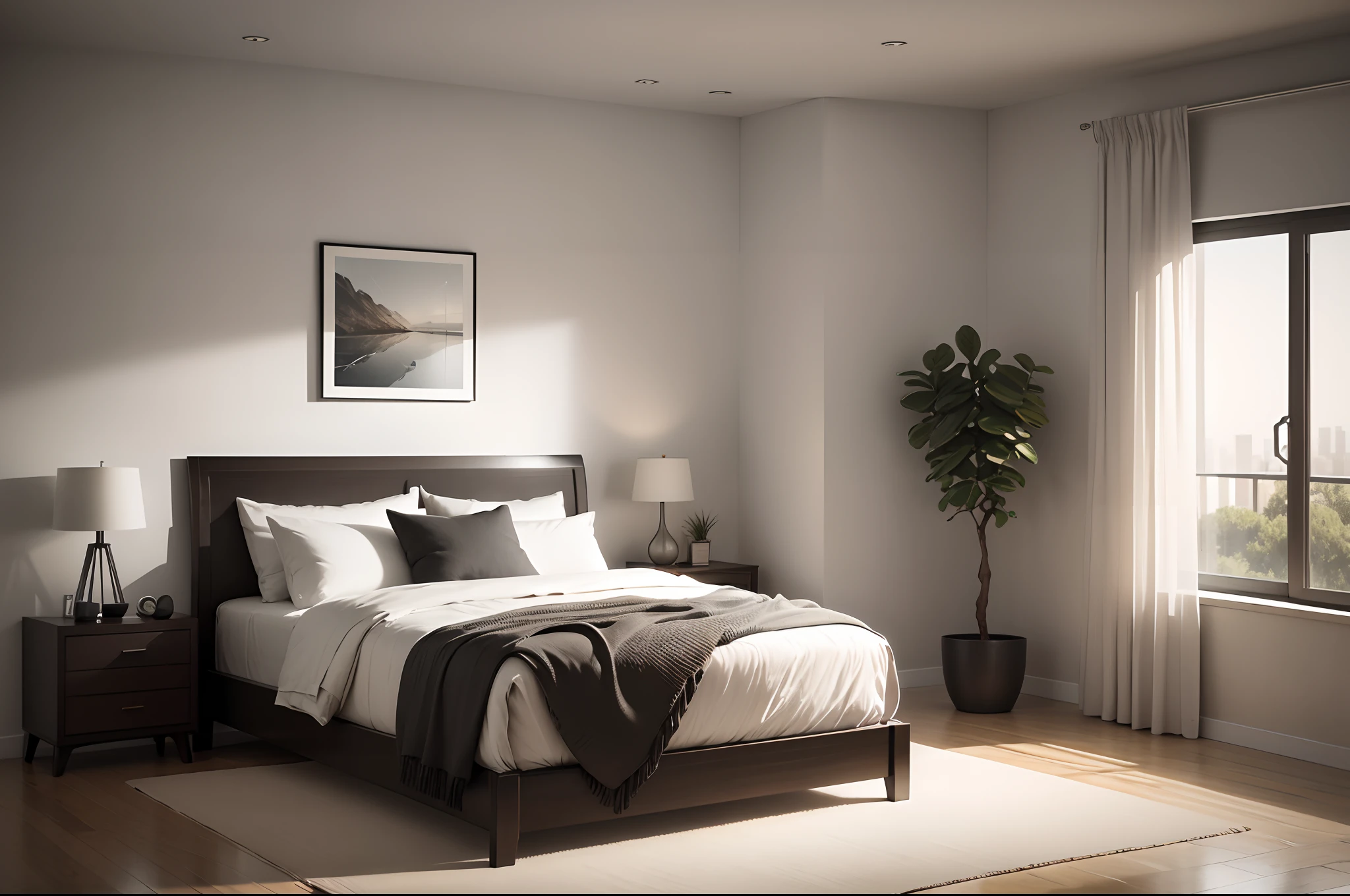 Interior moderno de estilo escandinavo com maquete de arte na parede. Home staging e minimalismo maquete de design de interiores