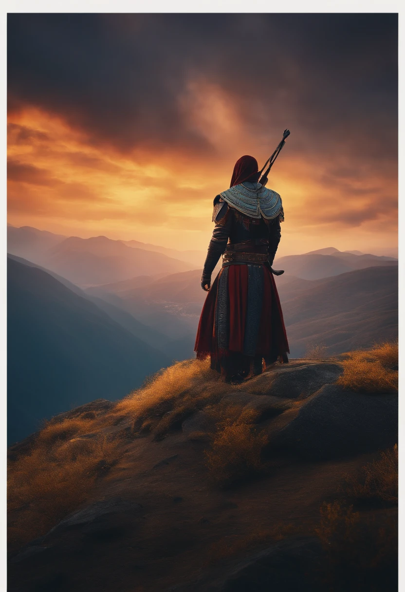 warriors,Hold your hands to your chest,masked,Above the top of the mountain
