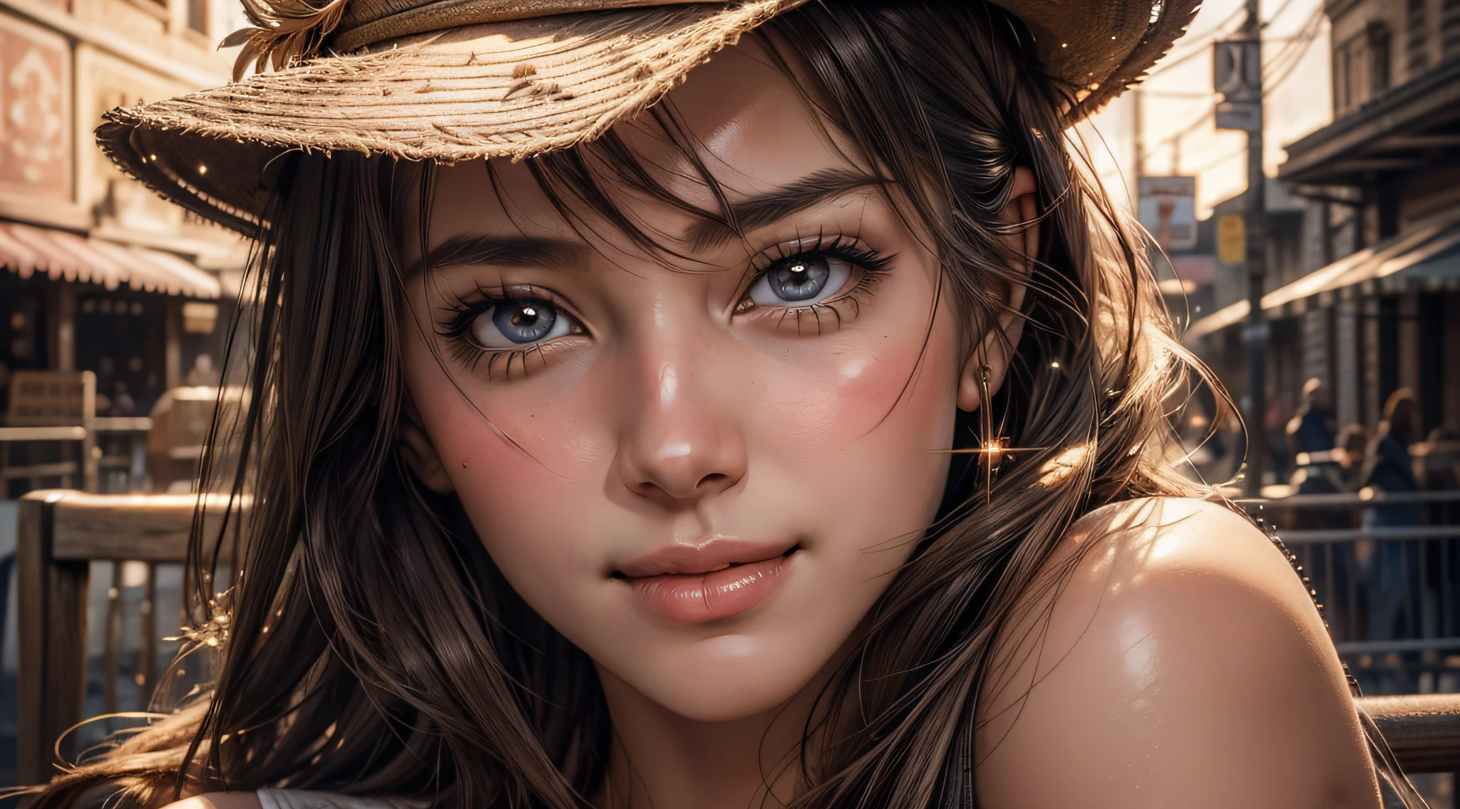 Masterpiece, art, young beautiful woman, flawless skin, textured skin, very large firm breasts, perfect proportions, cowgirl, anime, sexy, erotic, UHD resolution, realistic detail, realistic reflections, realistic shadows, 3D, 