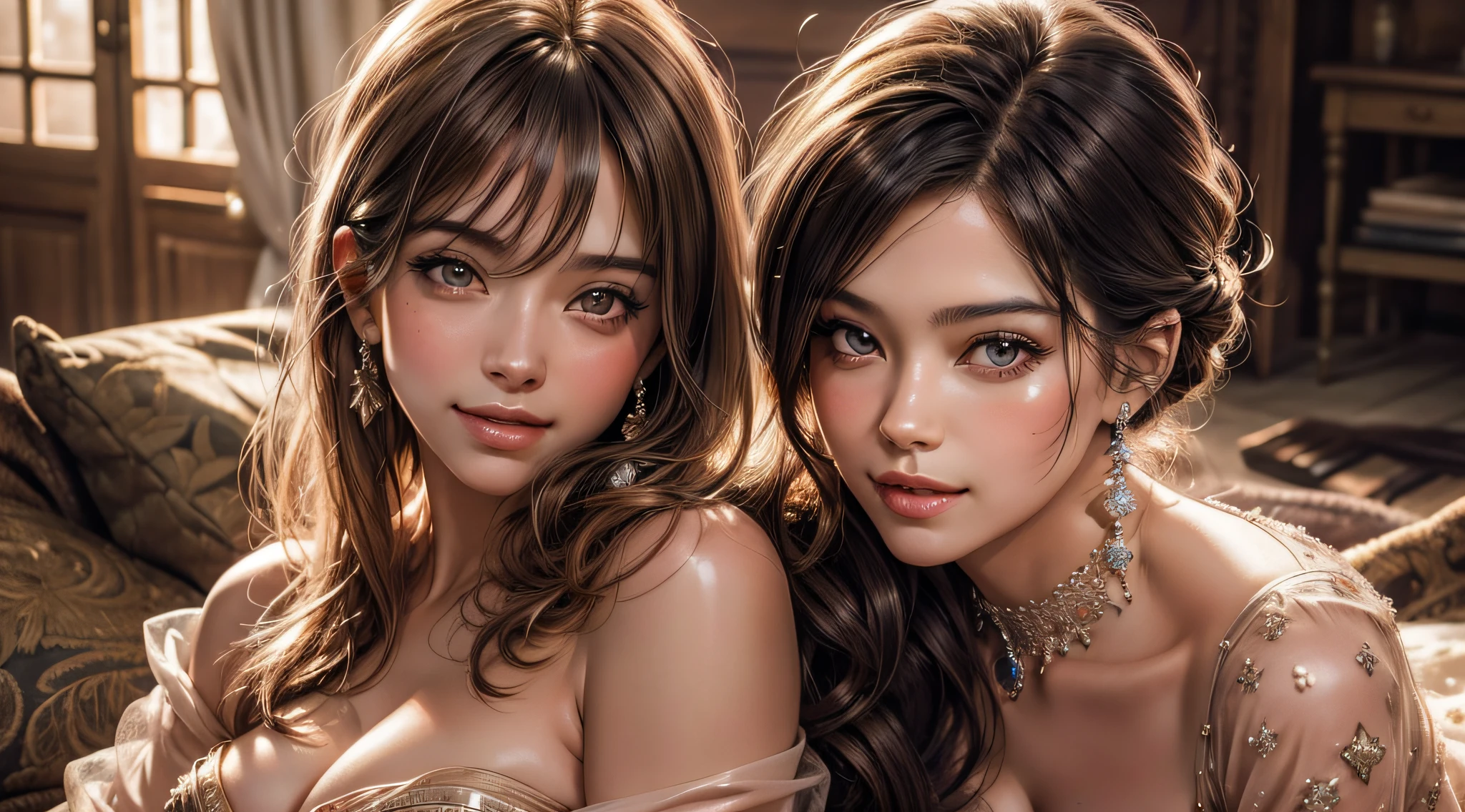 light blush,Smile,Detailed pupils,Cowboy shot, , ( ,), looking a viewer,Beautiful woman girl,(Skindentation:1.2), sparkly skin, Best Quality, extra high resolution, (Photorealistic:1.4),