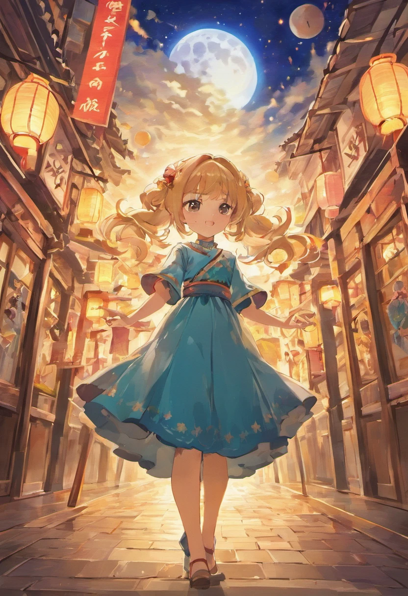 Mid-Autumn Festival、Moon、themoon、Sun Star、Mooncake stalls、Concert、band、fire works、UAVs、environment friendly、tradit、celebrating、enviroment、The villagers、Plaza、Bamboo lanterns、the night、celebrating、Artistically、device、decor、castoff、save、resource,high definition resolution