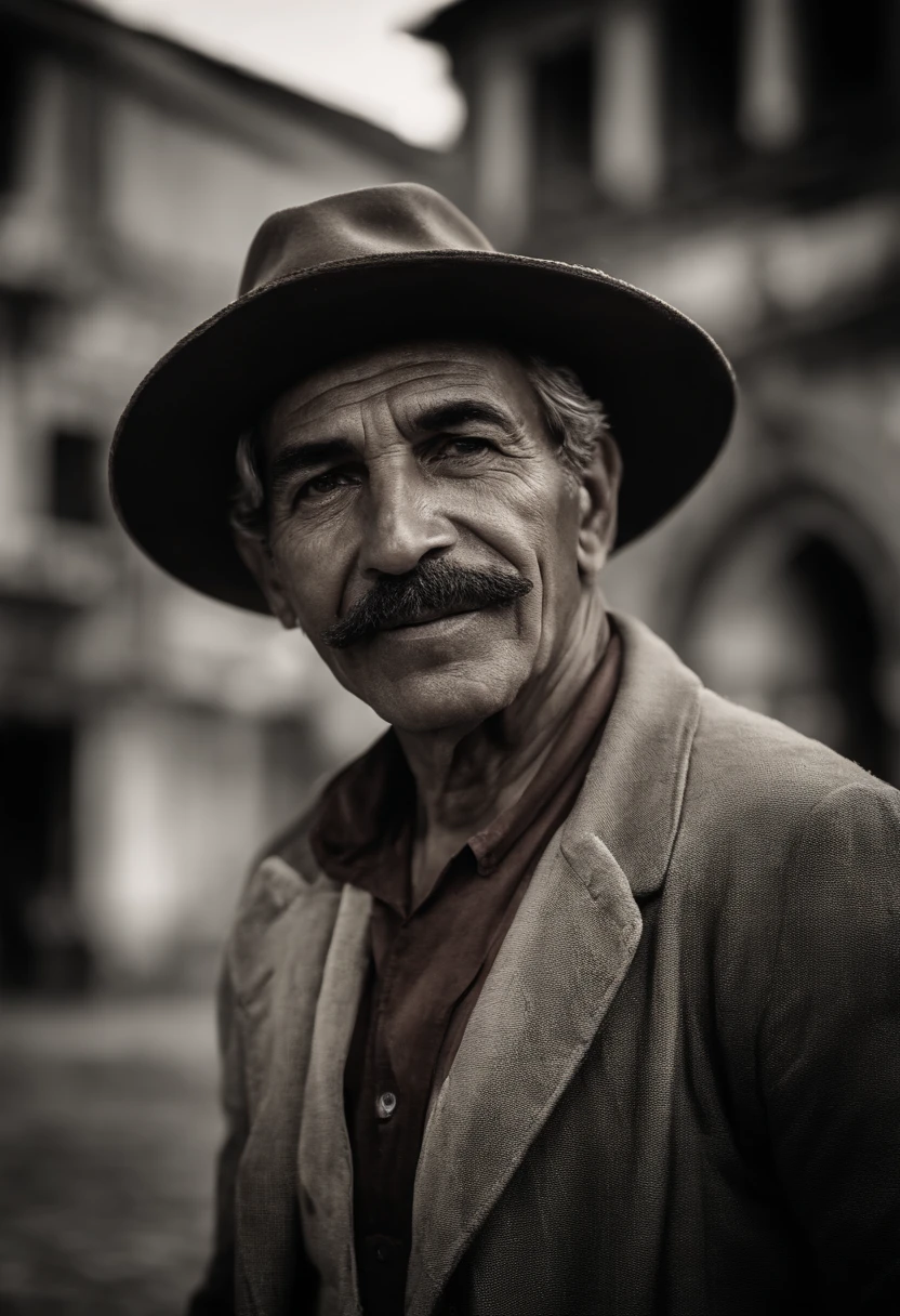Man of the time of the northeastern cangaço, roupas de cangaceiro, cangaceiro hat, type Virgulino Ferreira Lampião.