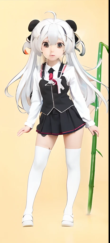 anime girl with white hair and black dress holding a bamboo, nyaruko-san, ueshiba riichi, white haired deity, anime visual of a cute girl, gapmoe yandere, yandere. tall, haruno sakura, shikamimi, shirabii, riichi ueshiba, anime vtuber full body model