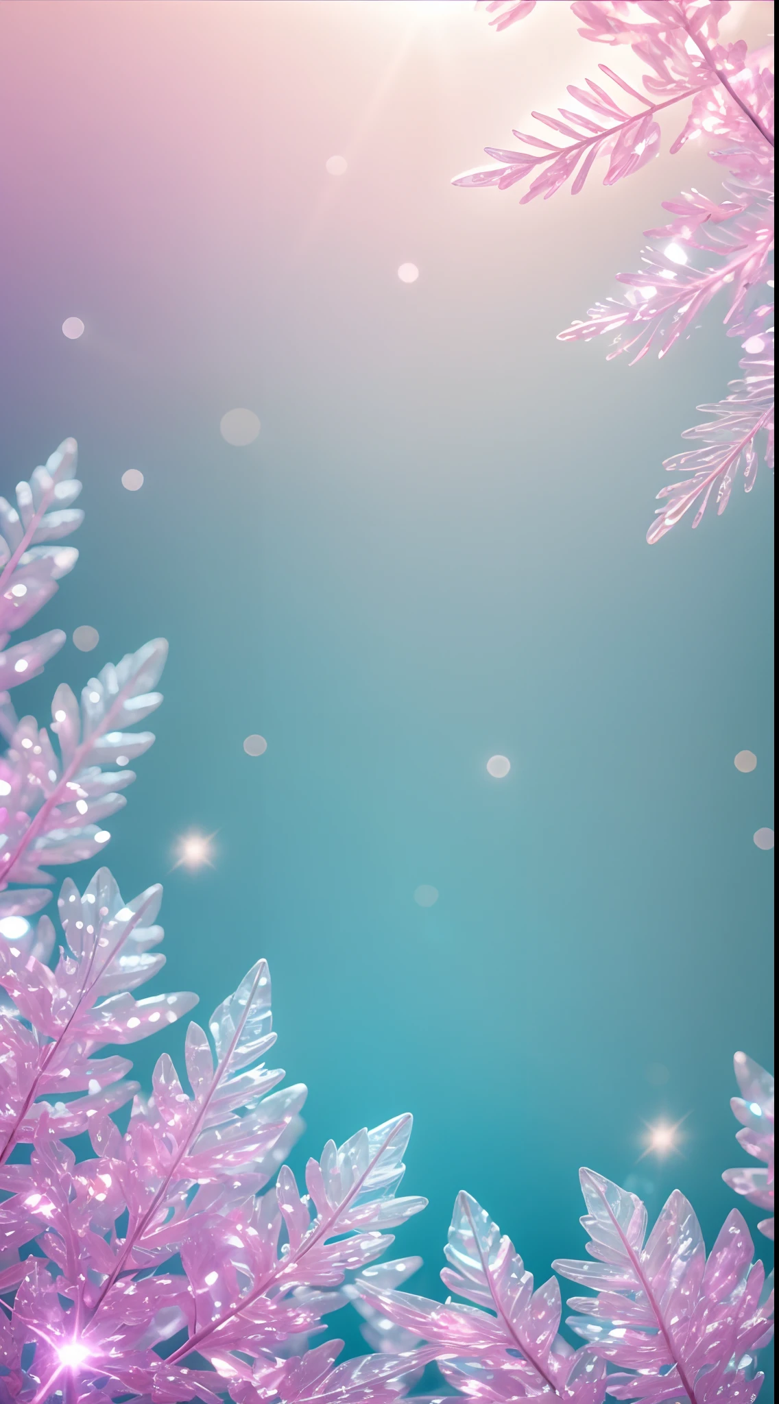 Crystal spring flower,Pink white gradient,water drop,Fantastical, galaxies, Transparent,, Pink white gradient,water drop,Light blue leaves,Sparkle, Sparkle, brilliance, Water,colorful,, Magical photography of light blue leaves, dramatic illumination, Photo realism, Ultra detailed, 4k, depthoffield, high resolusion