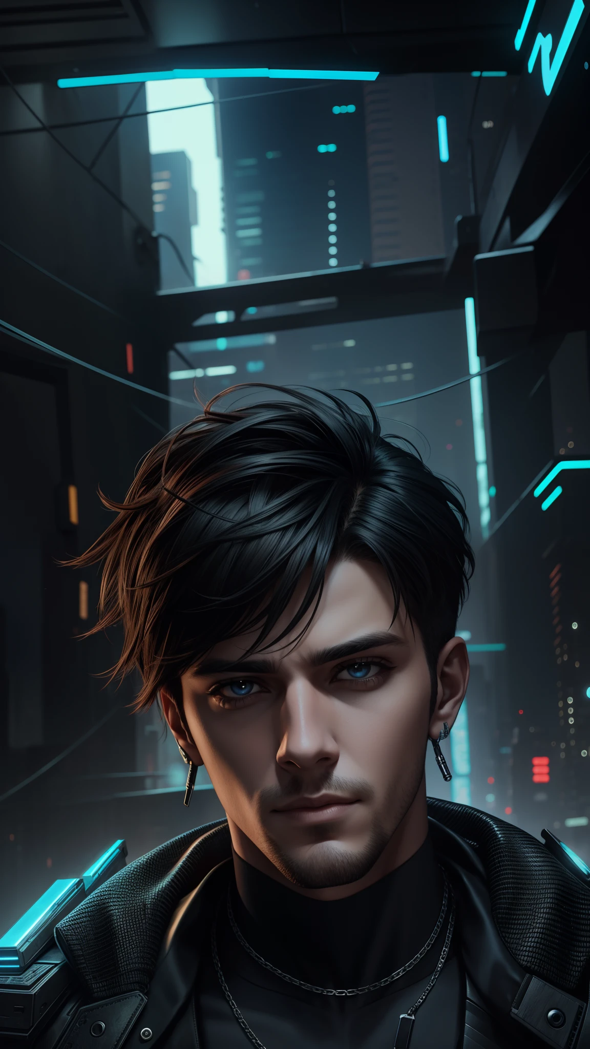 Change background cyberpunk handsome boy realistic face 8k ultra realistic