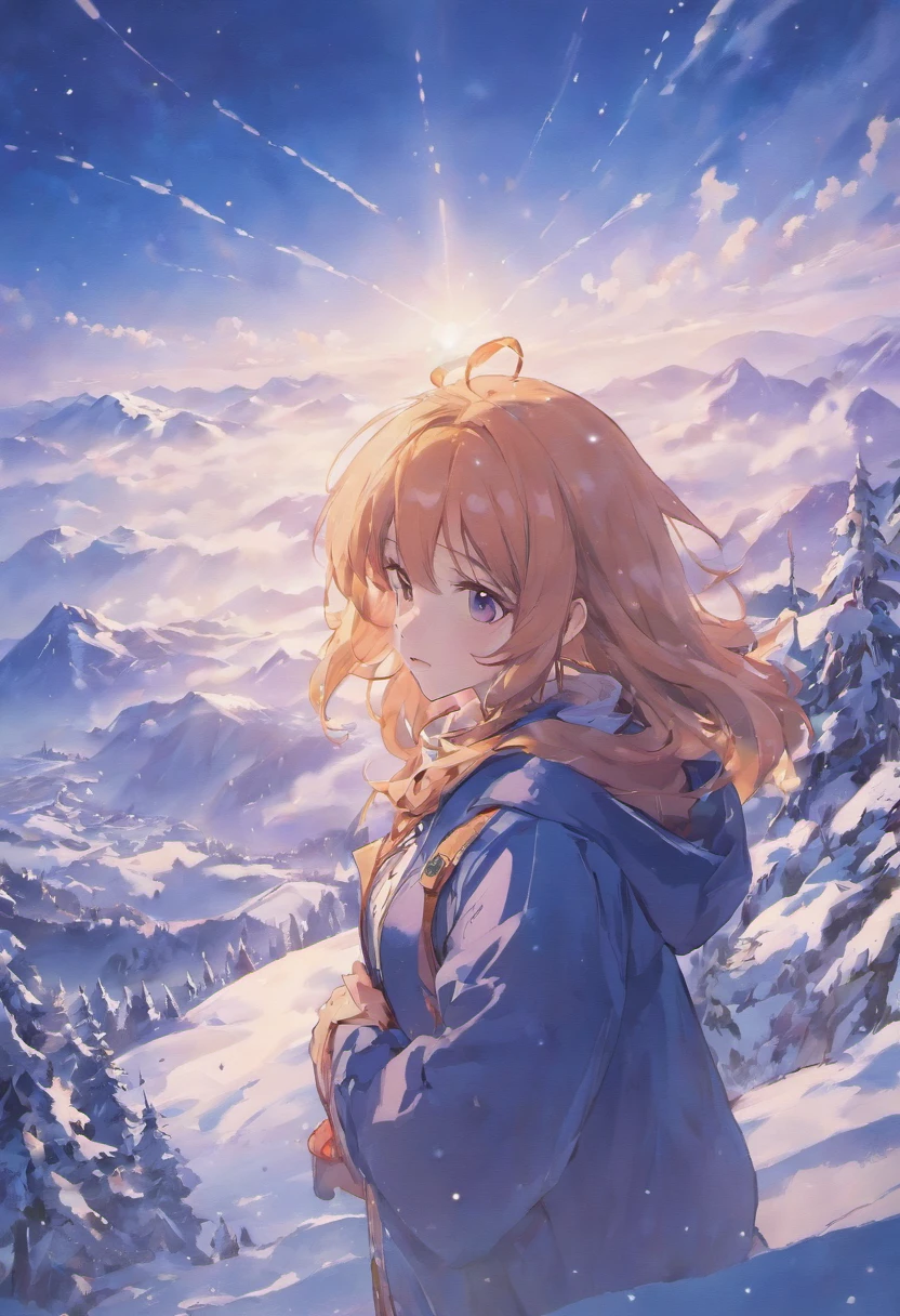 (((masterpiece))),best quality, snow mountain, scenery, sky, outdoors,