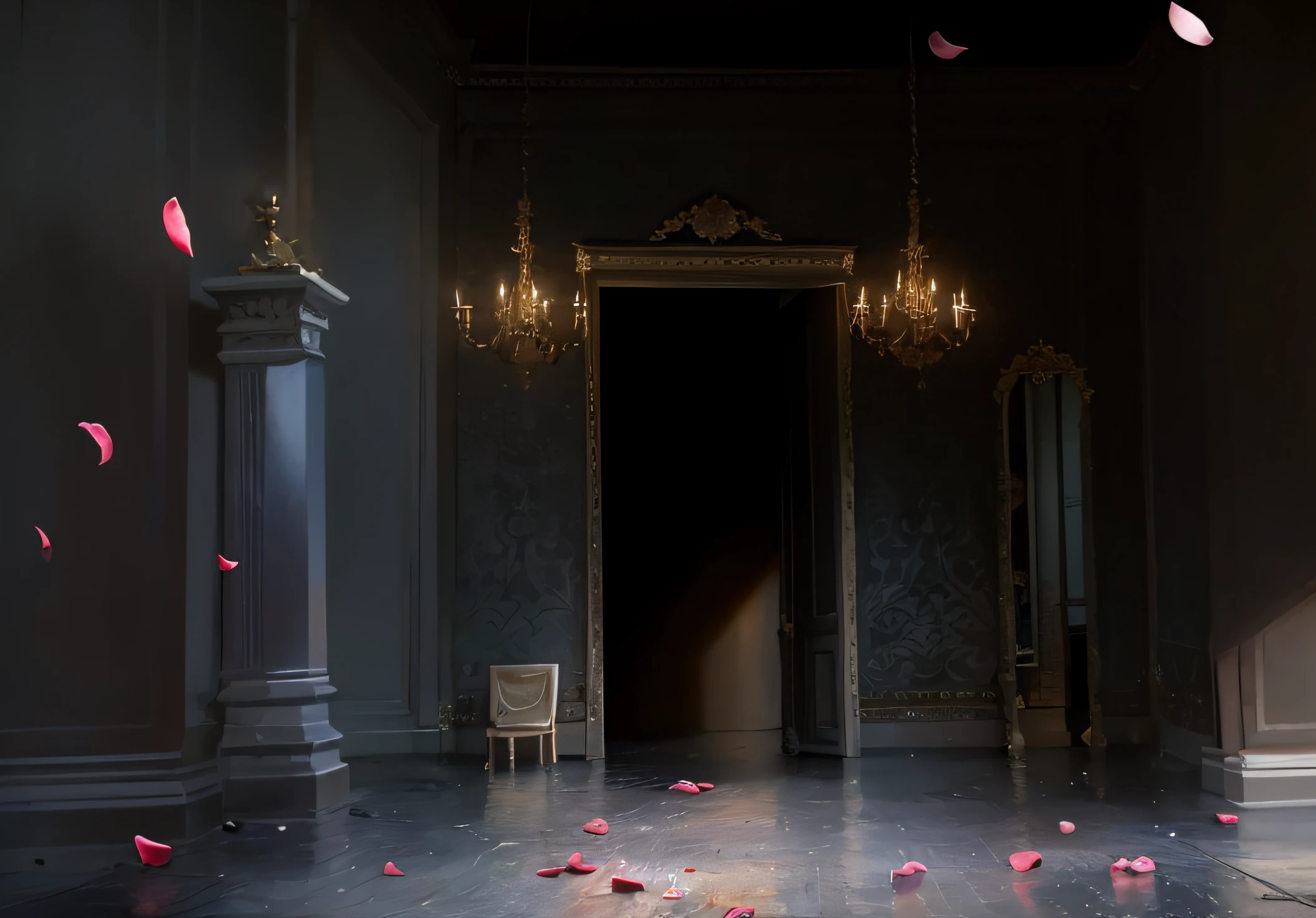 (best quality,4k,8k,highres,masterpiece:1.2),ultra-detailed,(realistic,photorealistic,photo-realistic:1.37),dark lighting,a low-lit museum with vintage atmosphere,roses in full bloom,velvet curtains,antique wooden floors,heavy shadows,dimly lit corridors,soft ambient light,aged oil paintings,vibrant red and pink rose petals,delicate rose fragrance,subtle dust particles dancing in the air,distant sound of classical music,exquisite porcelain vases showcasing the roses,reflection of roses on polished marble floors,elegant museum visitors admiring the beautiful roses,subtle glow highlighting the artistic details of the roses,old world charm and elegance,gentle flickering candlelight,captivating and mysterious ambiance,immersive and enchanting exhibition of roses,artistically arranged bouquet of roses,subtle texture of oil paint strokes,rich and deep color palette,romantic and nostalgic atmosphere,rare and exotic rose varieties,elegant statues and sculptures nestled among the roses,fragments of conversation and whispers,authentic renaissance ambiance,meticulously preserved historical artifacts,evocative and lush floral display,tranquil and serene atmosphere,grand chandeliers casting a soft glow,immersive depth and texture,pastel-colored rose petals strewn across the floor,subtle play of light and shadows,peaceful sanctuary amidst the hustle and bustle of the city,subtle hints of gold accents,immersing visitors in a bygone era,ethereal and timeless beauty of roses.