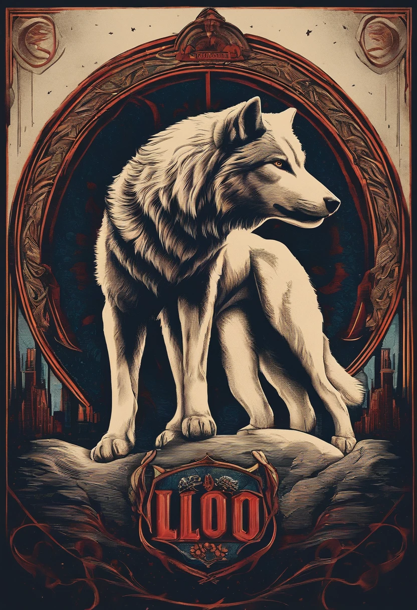 um logotipo em formato de lobo minirealista