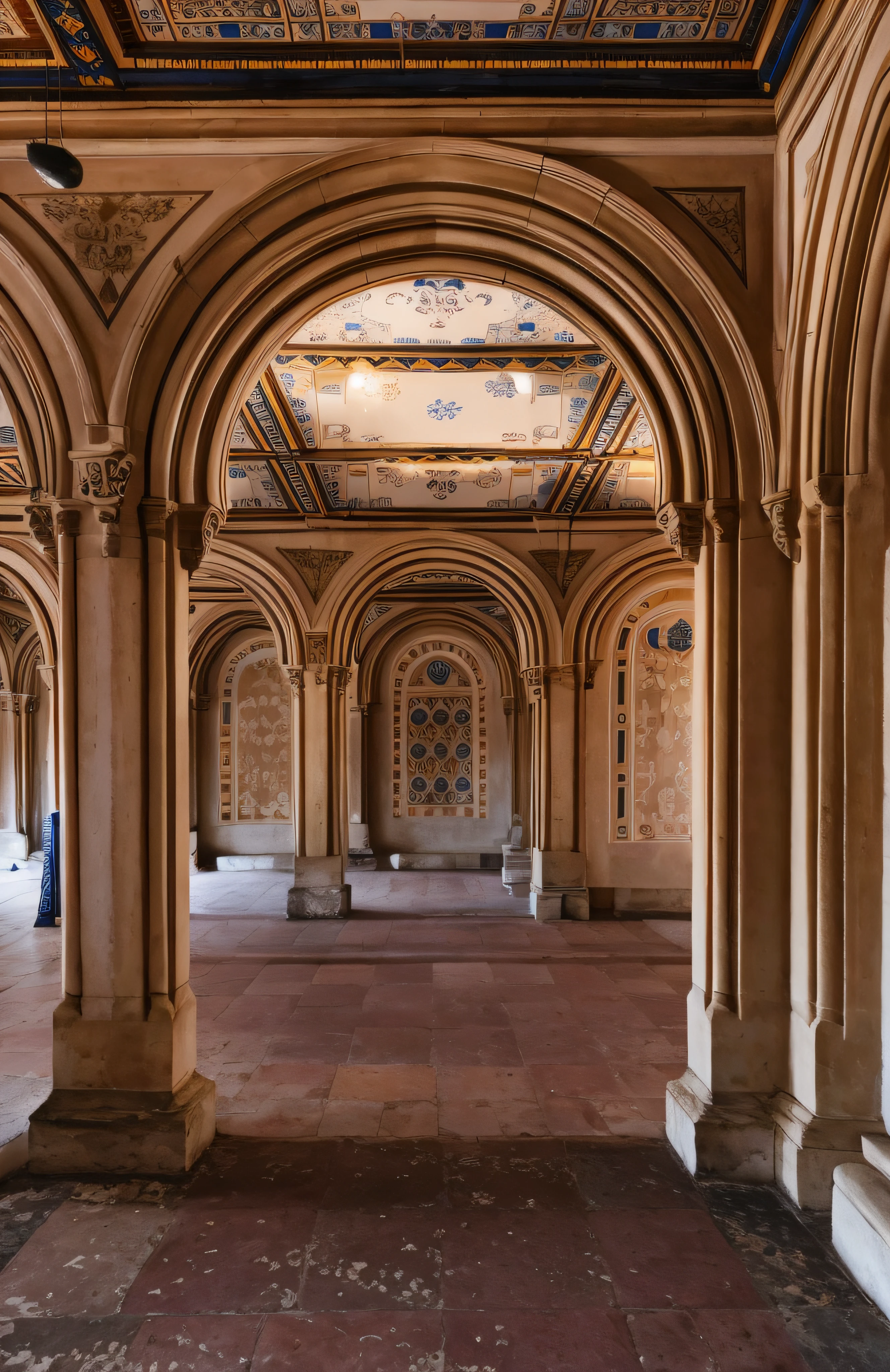 There is a large room with arches and columns, arcos arrebatadores, dentro de um grande, dentro de uma grande sala ornamentada, com arcos, Arcos, there are archways, arcos e colunas, arcos gigantes majestosos, arquitetura de azulejos ornamentados, Hall of Mirrors, arcos secos, inside a palace, pilares e arcos, NOVO, grandes arcos nas costas