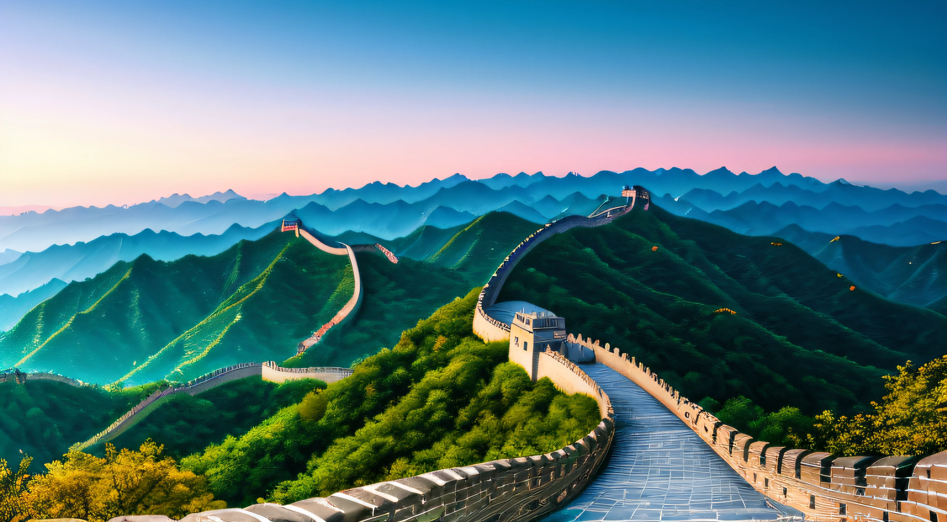 Great Wall painting of China with mountains as background, the great wall, the great wall, Detailed painting 4 K, Amazing wallpapers, Beautiful art UHD 4 K, beautiful iphone wallpaper, 3840 x 2160, 3840 x 2160, landscape artwork, 8K high quality detailed art, Beautiful oil matte painting