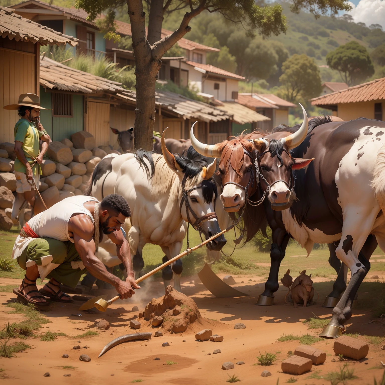 Homem vaqueiro do nordeste do Brasil , Knocking ox on the ground in the vaquejada