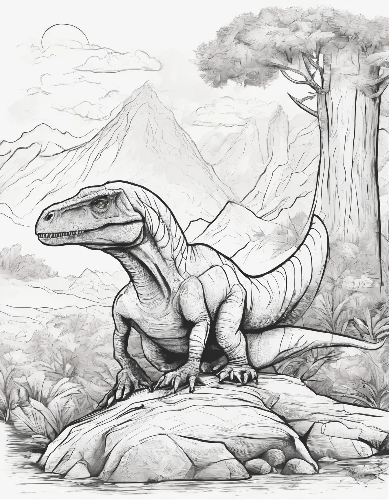 a close up of a cartoon dinosaur sitting on a log, trex dinosaur, tyrannosaurus, jurassic image, dinosaur, by Justin Gerard, alosaurus, tyrannosaurus rex, inspired by Adam Rex, high quality colored sketch, procreate illustration, digitally colored, by Adam Marczyński, inspired by Abidin Dino, trex, raptor