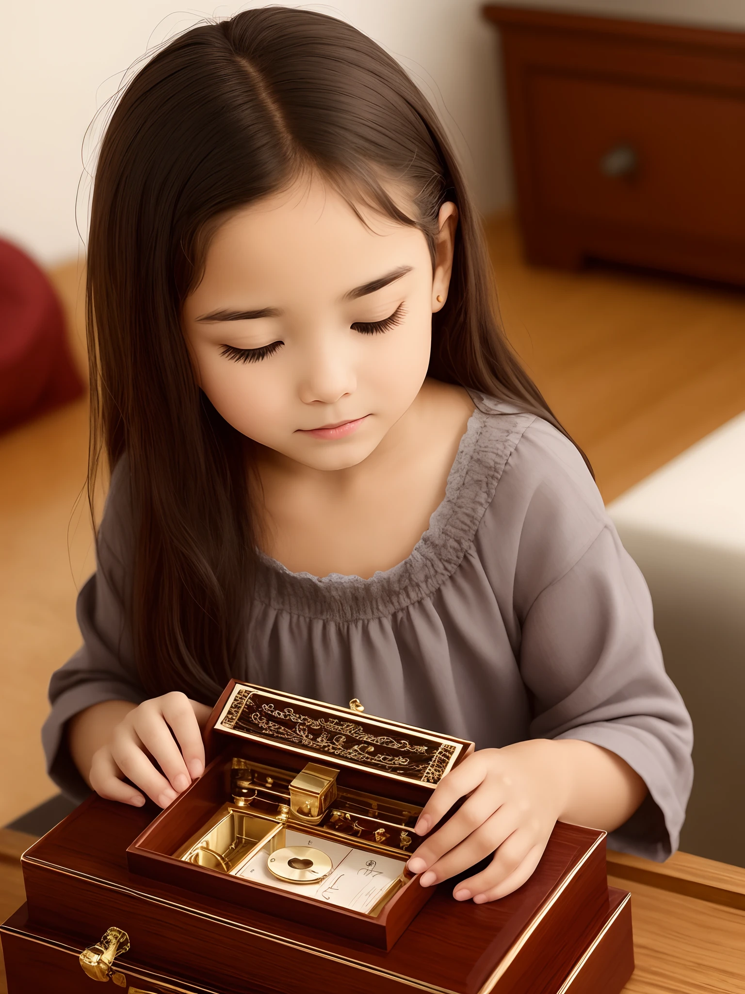 A got an inheritance music box from her deceased grandmother. Todas as noites, ela adormecia ao som da melodia suave. Uma noite, The music stopped suddenly and, no lugar do som, One could hear the faint voice of her grandmother whispering her name.