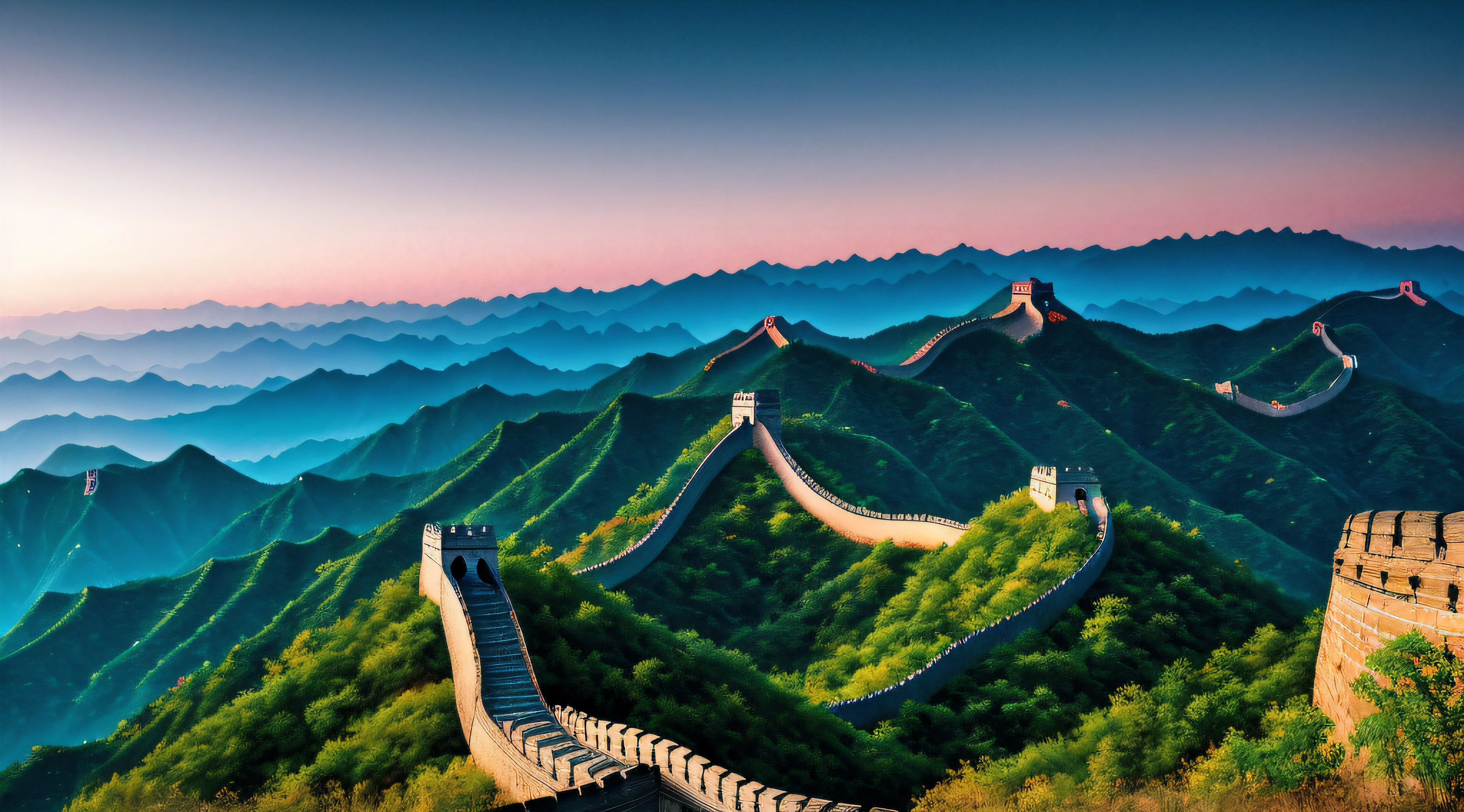 Great Wall painting of China with mountains as a background, the great wall, the great wall, Detailed painting 4 K, Amazing wallpapers, Beautiful art UHD 4 K, beautiful iphone wallpaper, 3840 x 2160, 3840 x 2160, landscape artwork, 8K high quality detailed art, The texture of a real photo