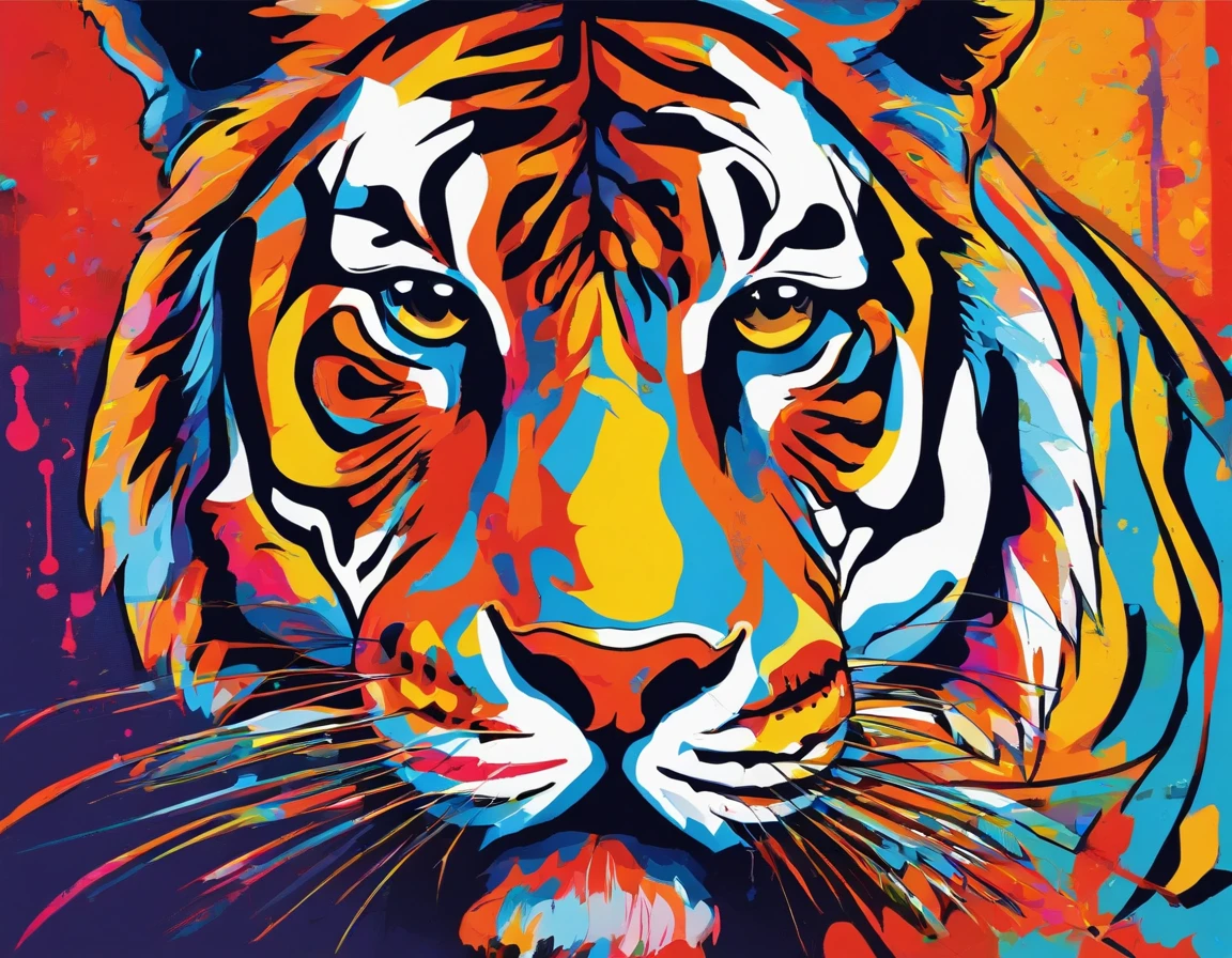 "an abstract oil painting of a majestic tiger."