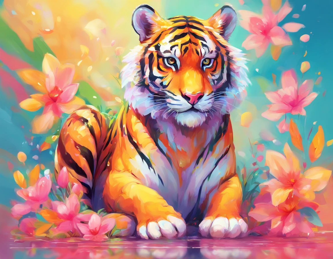"an abstract oil painting of a majestic tiger."