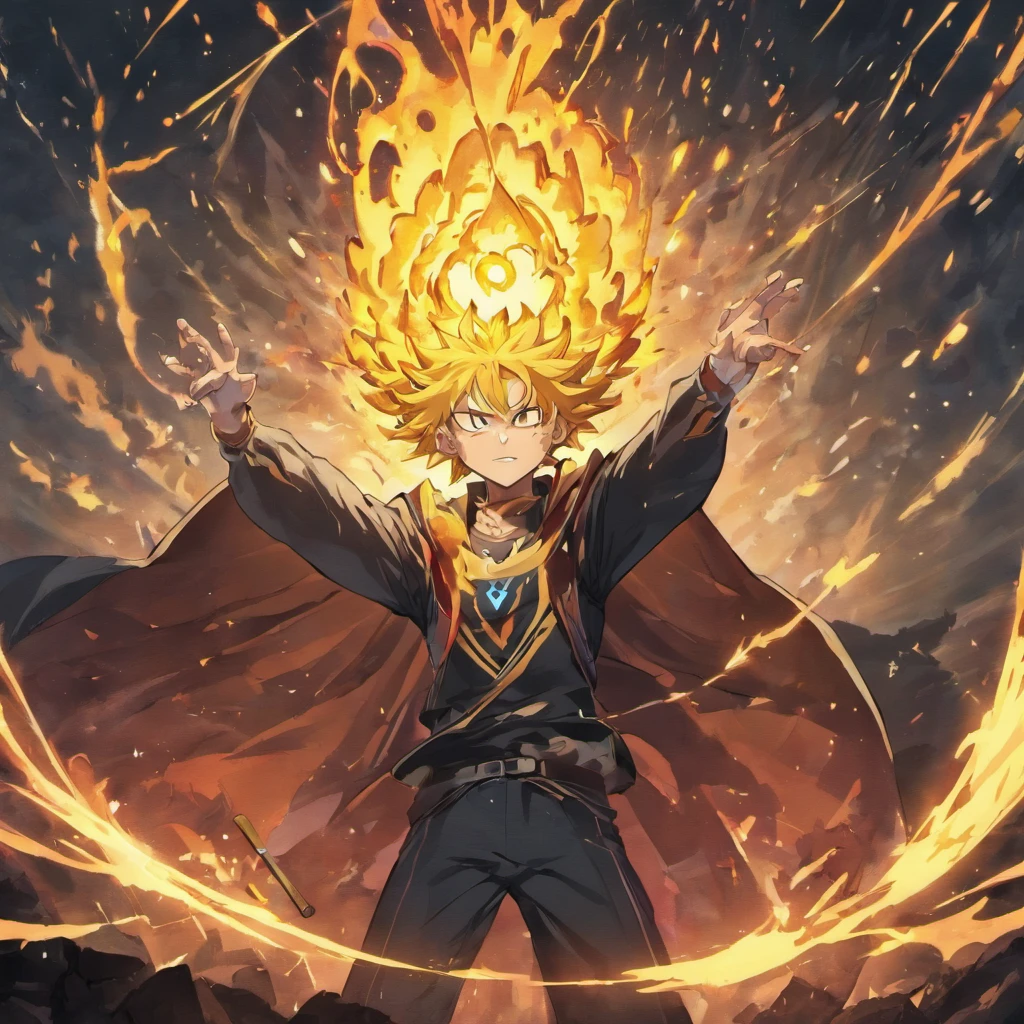 satoru Gojo do anime Jujutsu Kaisen em uma postura de batalha impressionante. He is surrounded by a magical turquoise aura, that radiates power and confidence. Your eyes are focused, emitting an icy intensity as he prepares to face an invisible enemy. As faixas da sua bandana voam ao vento, enquanto seus cabelos brancos tremulam de energia espiritual. The surrounding environment is a desolate battlefield, com escombros e escombros espalhados. The atmosphere is electrifying and full of magical tension, detailed digital illustration, dynamic light technique, --AR 16:9 --V 5