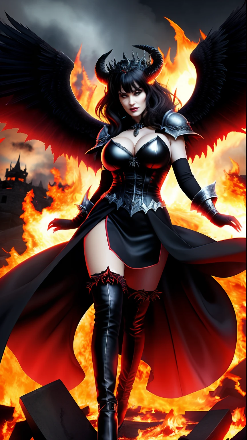 Lisa Ann: The evil nun, Demon horn on the head, demon wings,diabolique, insidieux, Context of the Satanic Church, Realistic detailed eyes, realistic hands