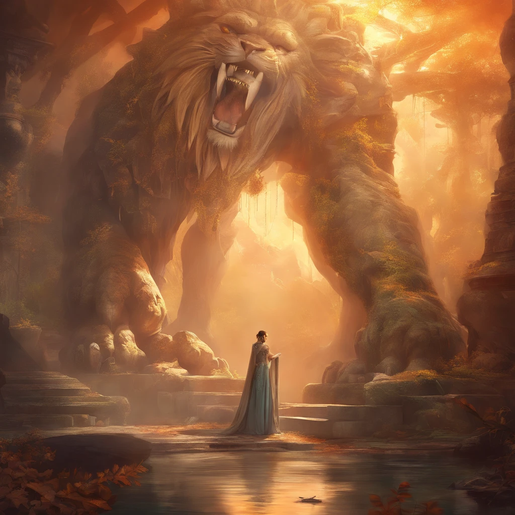 SuperiorQuality, tmasterpiece, ultra - detailed, photo RAW, (Fotorrealista:1.4), Lion-faced monster, eye disease, stark, , In a horrible room, European style, Pale light, natta, depth of fields