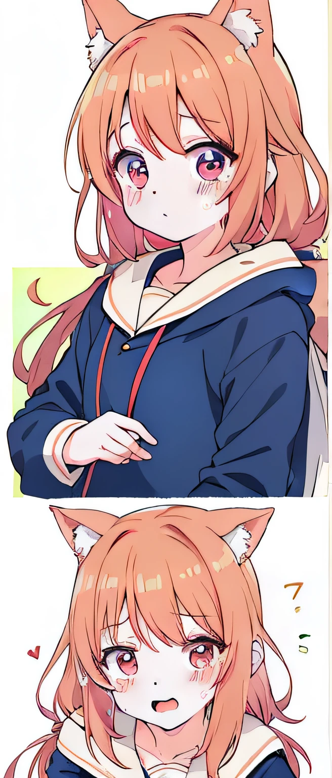 Top image quality、Top image quality、an anime girl、I'm holding back from crying now.Canine ears
