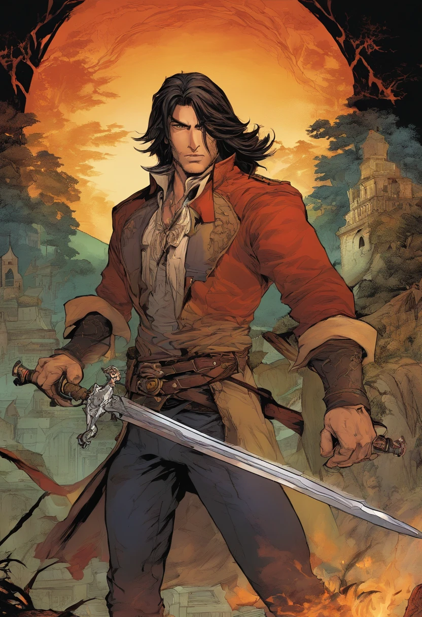 Compose a vivid description of the dark Gothic world of 'Castlevania': Senhores das Sombras.Explore the treacherous landscapes, Castelos obsessivos, and the epic battle between the Brotherhood of Light and Darkness. Highlight the journey of protagonist Gabriel Belmont as he embarks on a quest to defeat evil and save the world from the clutches of supernatural creatures. Mergulhe na rica narrativa do jogo, intense action, and complex traditions that captivate players in this action-adventure masterpiece."Caudas afiadas super realistas super detalhadas