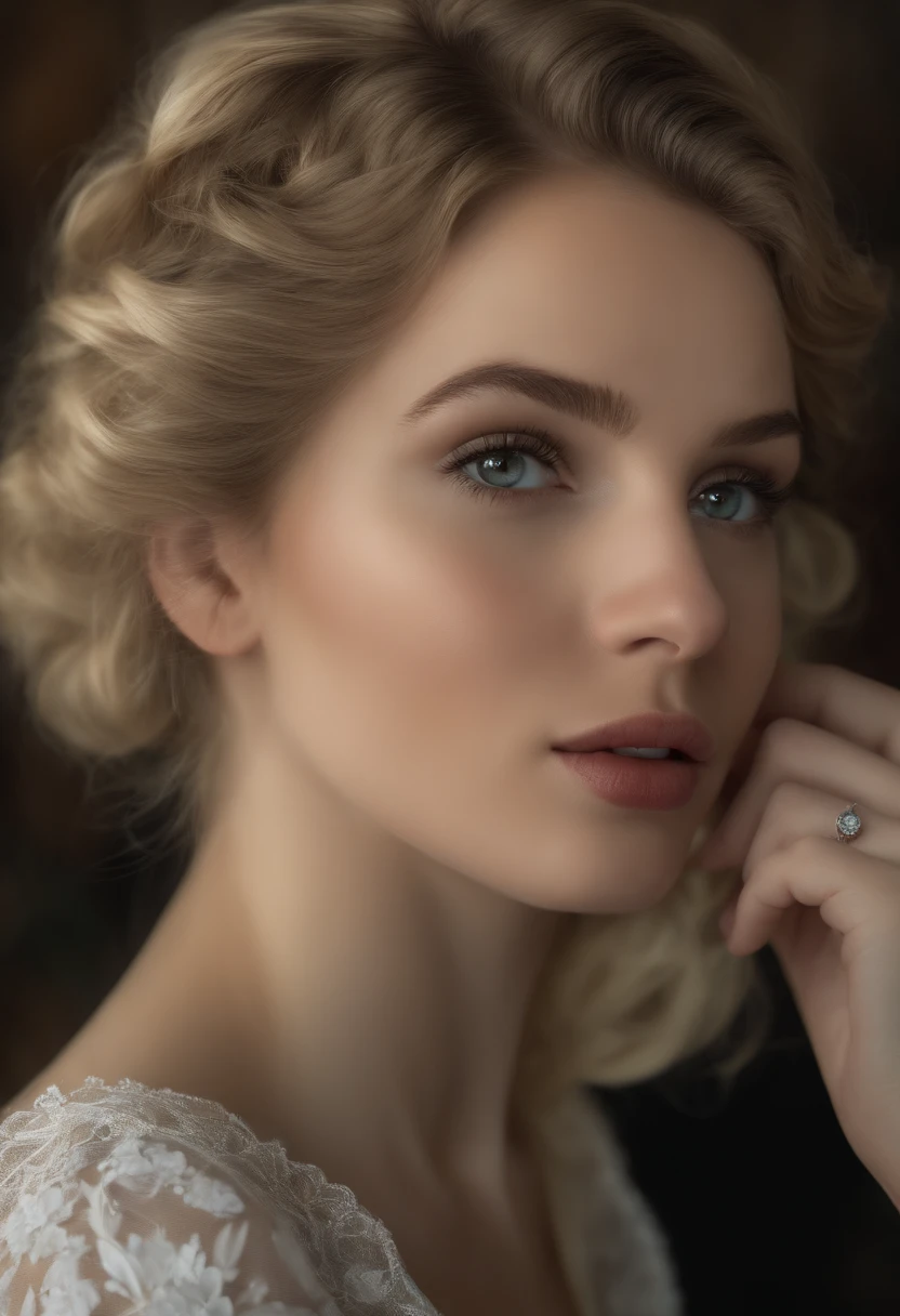 Fotografia RAW, melhor qualidade, master part, uma mulher extremamente bonita, extremamente detalhado, unidade, Papel de parede 8K, incredible detailed, finamente detalhado, master part, melhor qualidade, Arte Oficial, extremamente detalhado CG unidade 8k papel de parede, ultra-detalhado, Altas, extremamente detalhado, claro, concentrado, (melhor qualidade), (Realistic, photo-realistic:1.6), 8k, clear lighting, alta qualidade, Cinematic lighting, 1girl, Centrado, corpo inteiro, medium-sized blonde hair, Olhos azuis claros, adolescente(15 anos),perfect fingers