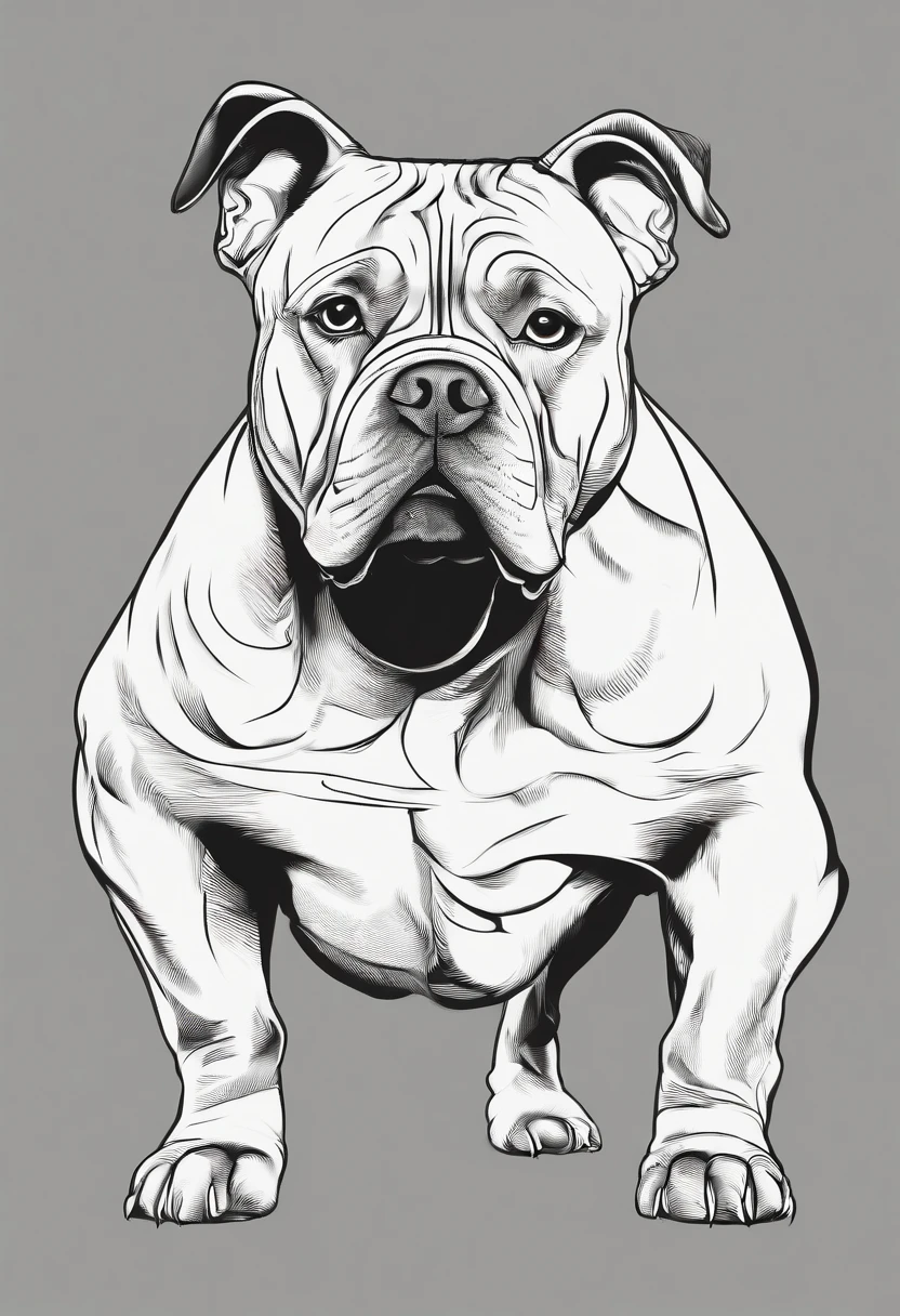 An American bully muscular ears standing