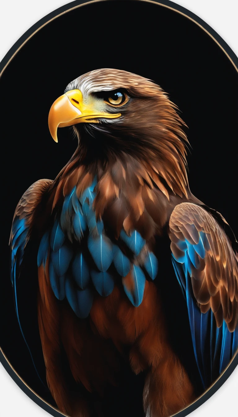 a painting of a colored eagle on a black background,, Breathtaking rendering, on a radiant connection, inspirado em Kinuko Y. craft,, Magical Elements, kitten icon, UAU, it's beautiful, casting a multi colored spell, lampejo brilhante, lampejo, sem assinatura