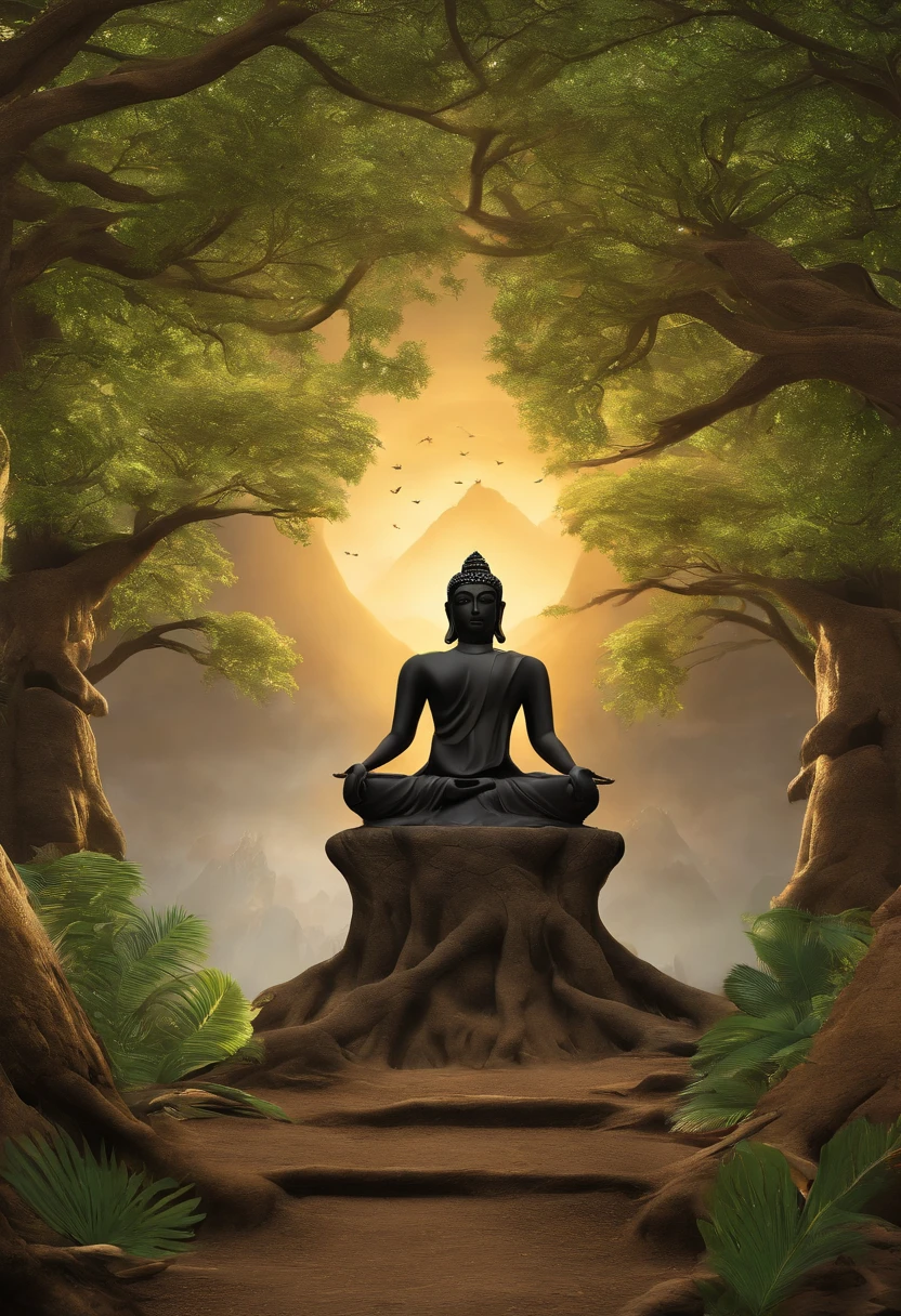 Create impactful illustrations, It symbolizes God's protection for those who meditate on His Word. Use trees with strong roots, Born from an ancient book that symbolizes the Bible. On the top of the tree, Bless the tree with God's hand. Use vibrant contrasting colors, Do not use symbols, Do not use pyramids, Don't use badges, Don't use badges((ultra - detailed)), ((high high quality)), ((Ultra photo realsisim)), ((Size 1280px x 720px))