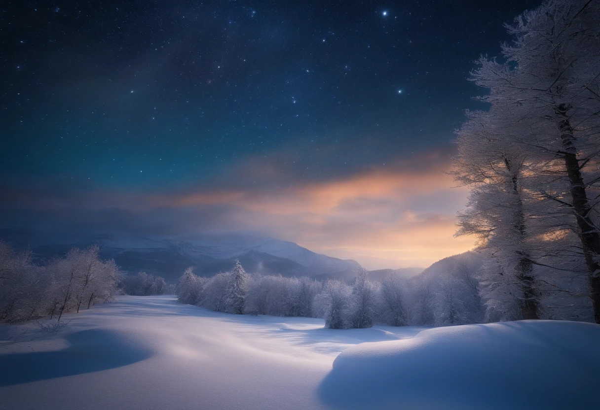best quality,4k,8k,highres,masterpiece:1.2,ultra-detailed,(realistic,photorealistic,photo-realistic:1.37),HDR,UHD,studio lighting,extreme detail description,vivid colors,bokeh,starry sky,nighttime landscape,snowfield,sparkling stars,cold winter,winter wonderland,frosty trees,crisp air,serene atmosphere,silent night,icy ground,frozen lake,glimmering snowflakes,majestic mountains,peaceful solitude,dreamy ambiance,luminous celestial objects,shimmering constellations,ethereal beauty,enchanted scene,dazzling night sky,twinkling lights,faraway galaxies,distant planets,magical experience,starry dreamscape,lunar glow,tranquil serenity,calmness,imagination,otherworldly atmosphere